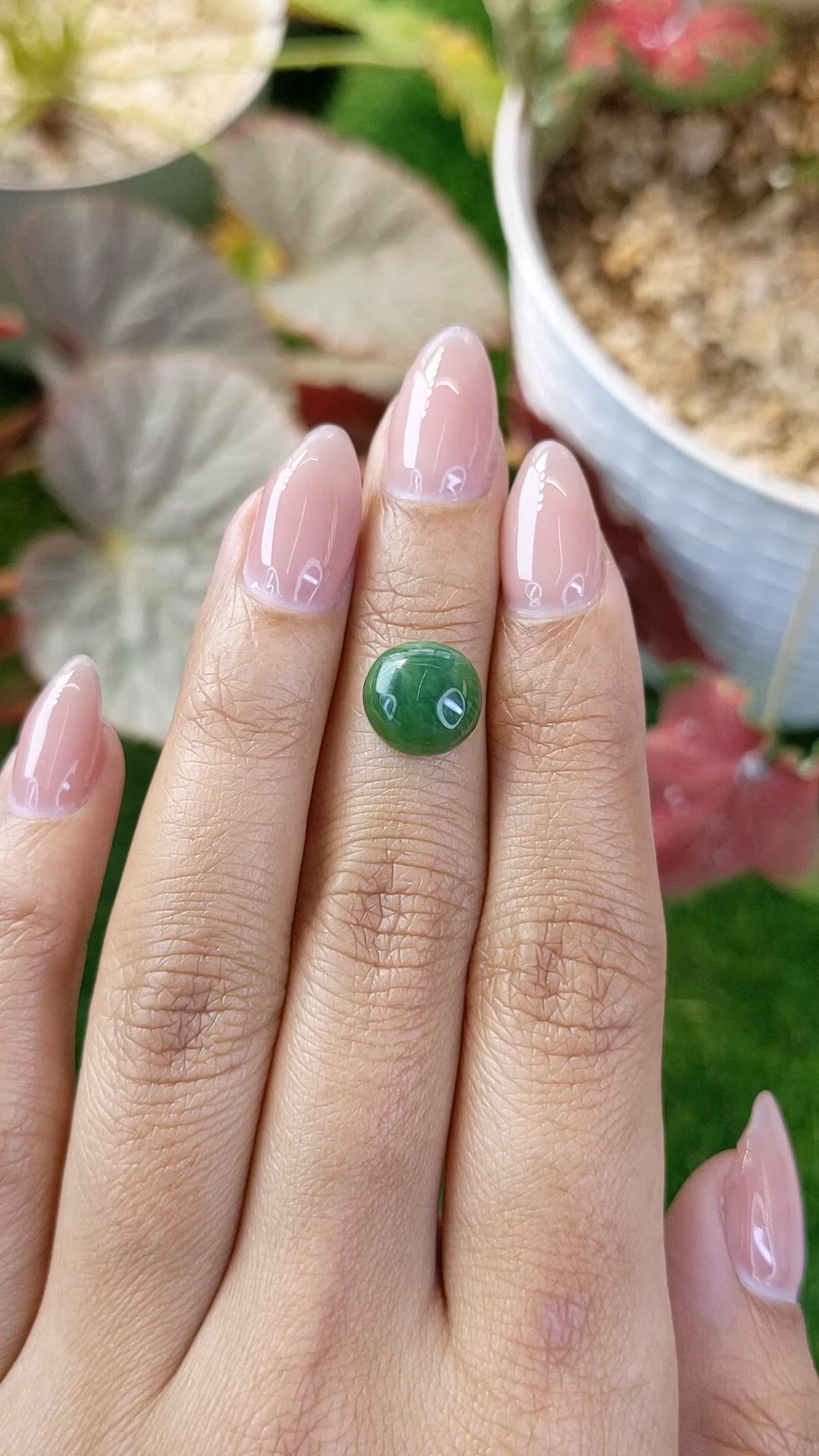 3.27 Ct. Green Cabochon Jade from Burma (Myanmar) Size Video