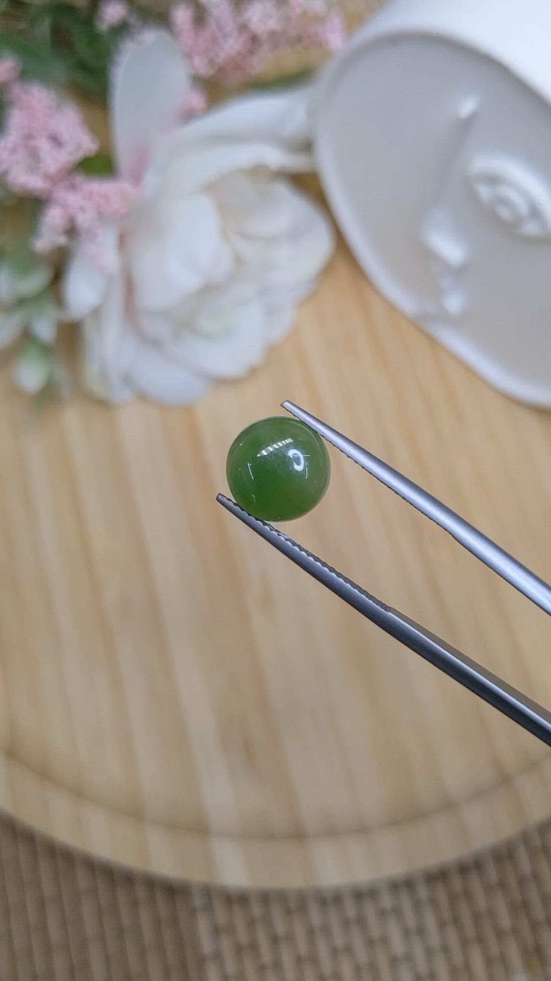 3.37 Ct. Green Cabochon Jade from Burma (Myanmar) Size Video