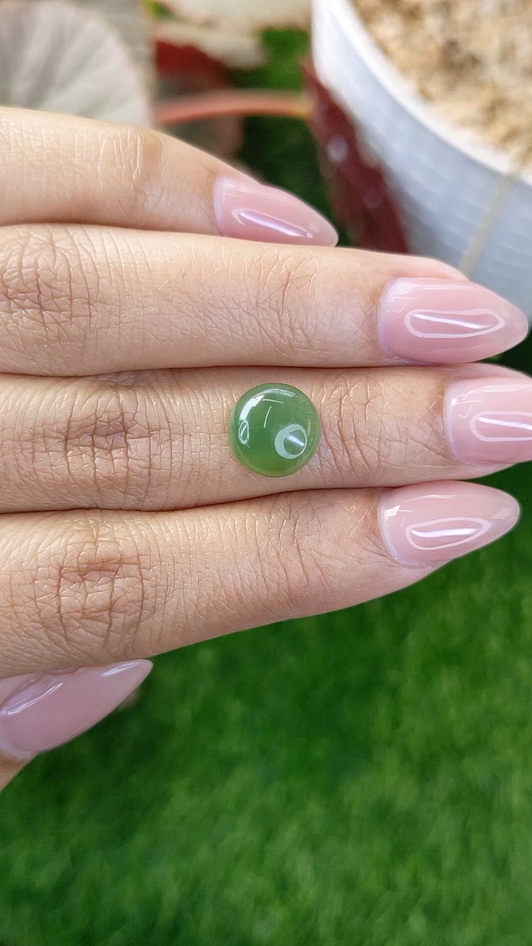 3.37 Ct. Green Cabochon Jade from Burma (Myanmar) Size Video
