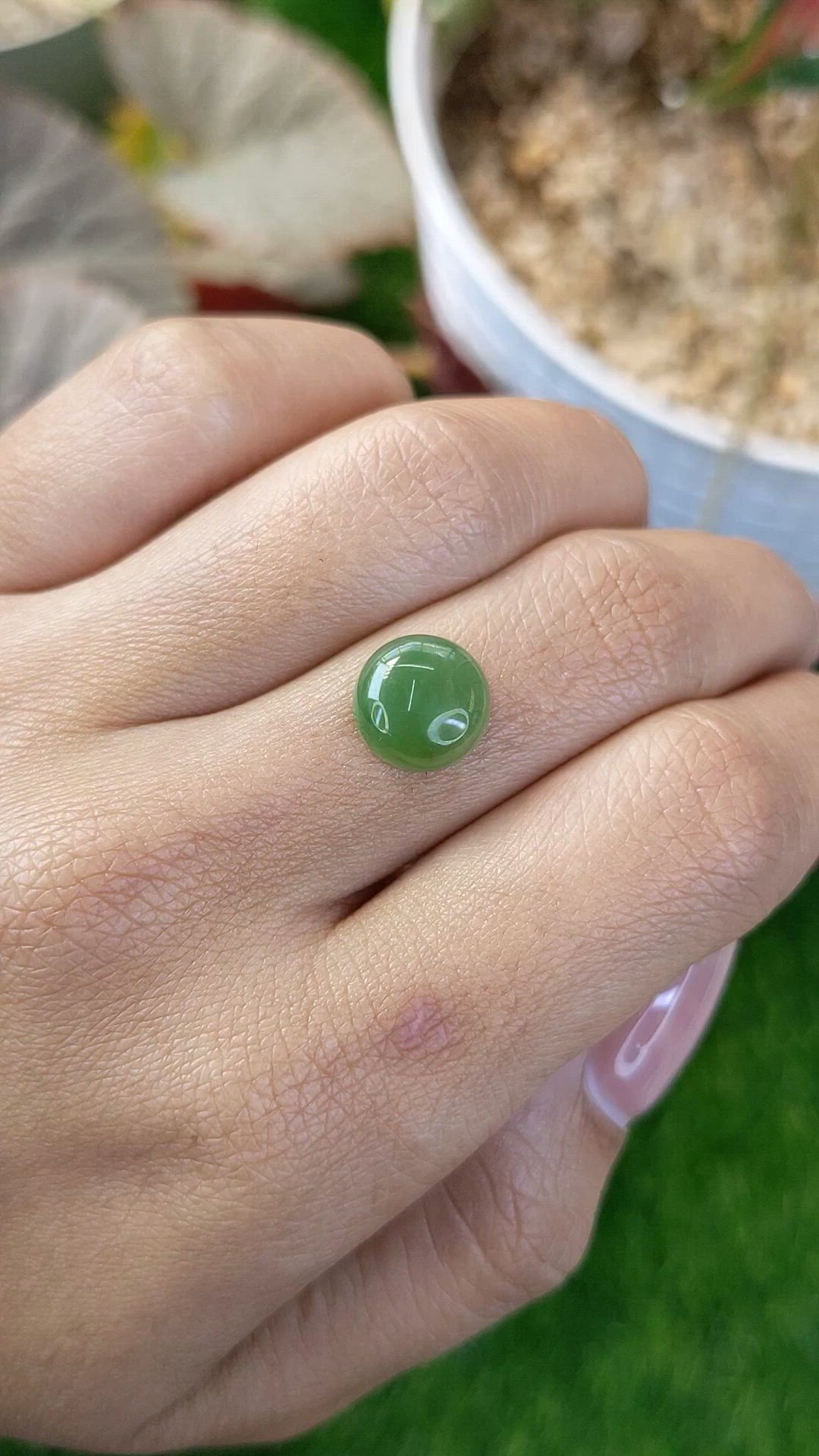3.37 Ct. Green Cabochon Jade from Burma (Myanmar) Size Video