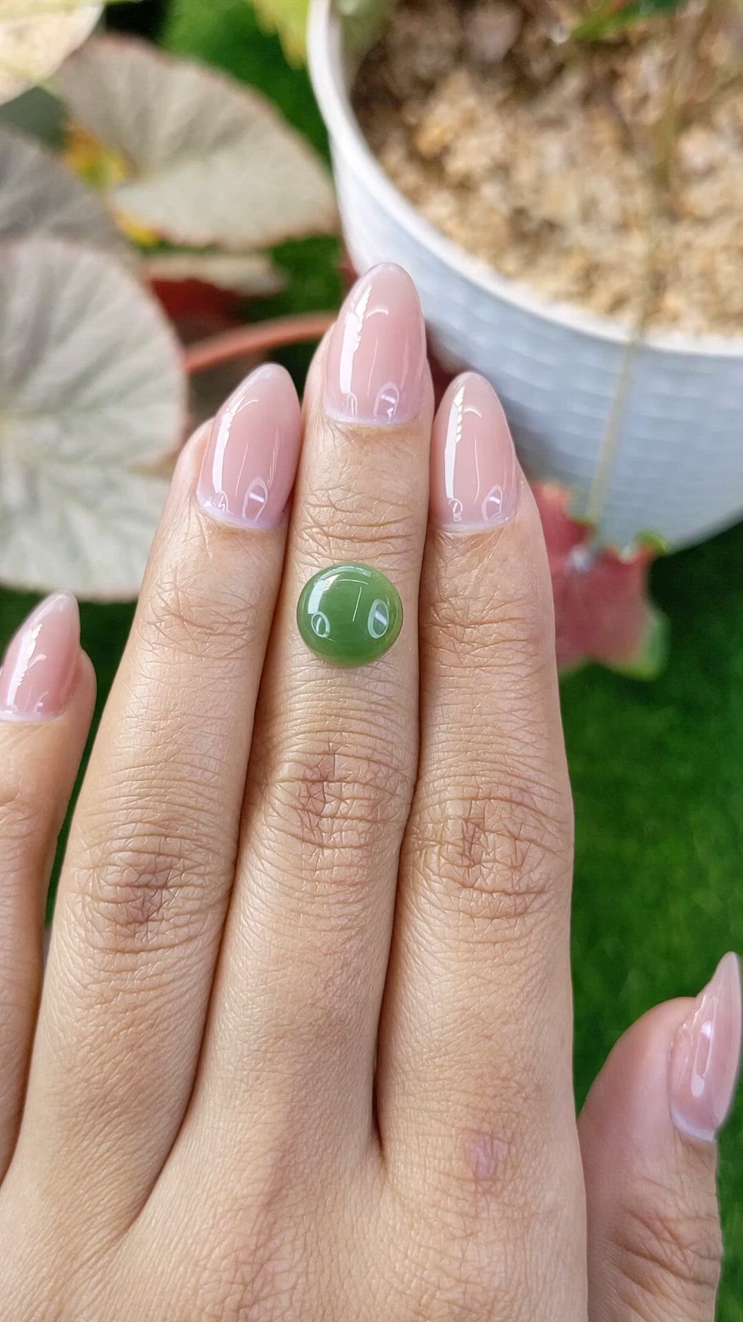 3.37 Ct. Green Cabochon Jade from Burma (Myanmar) Size Video