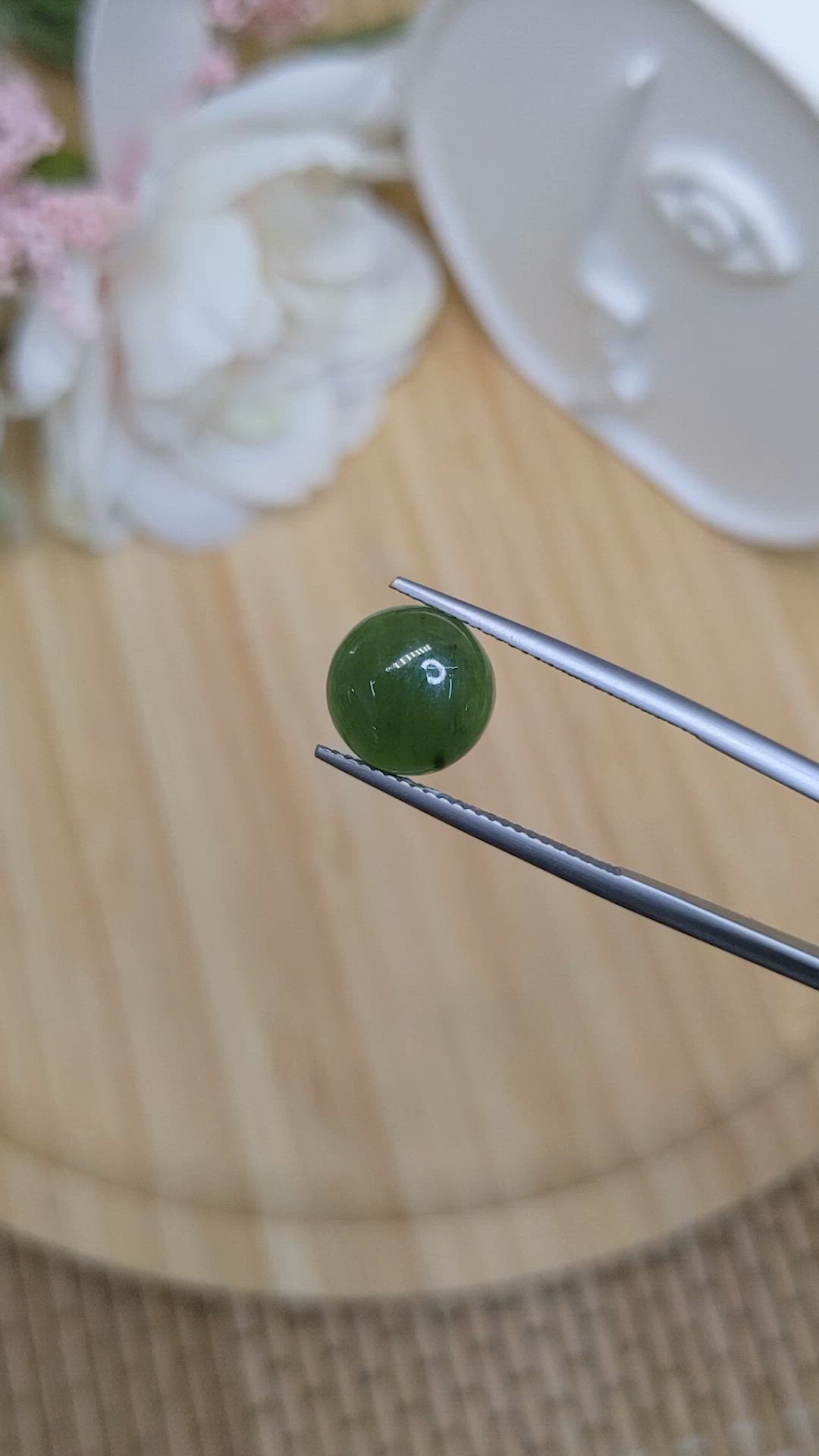 3.71 Ct. Green Cabochon Jade from Burma (Myanmar) Size Video