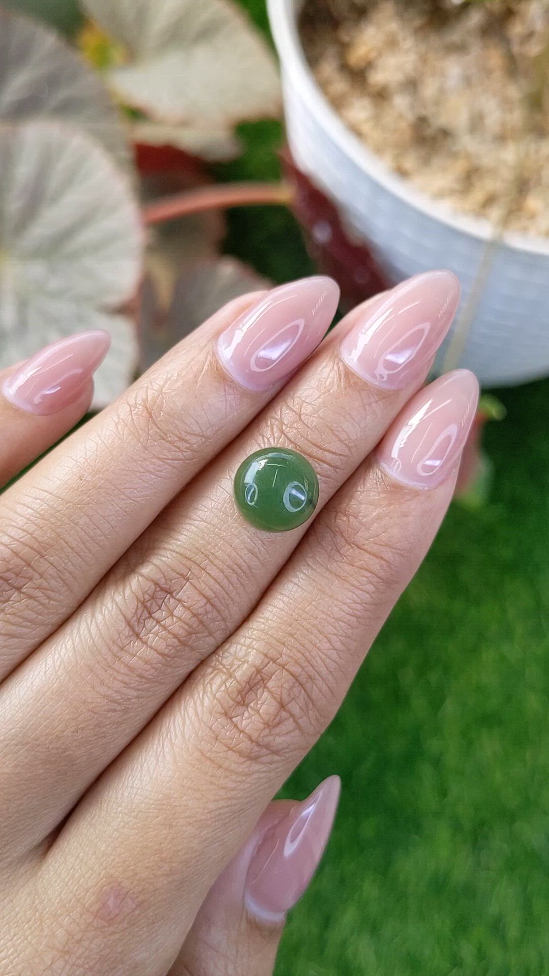 3.71 Ct. Green Cabochon Jade from Burma (Myanmar) Size Video