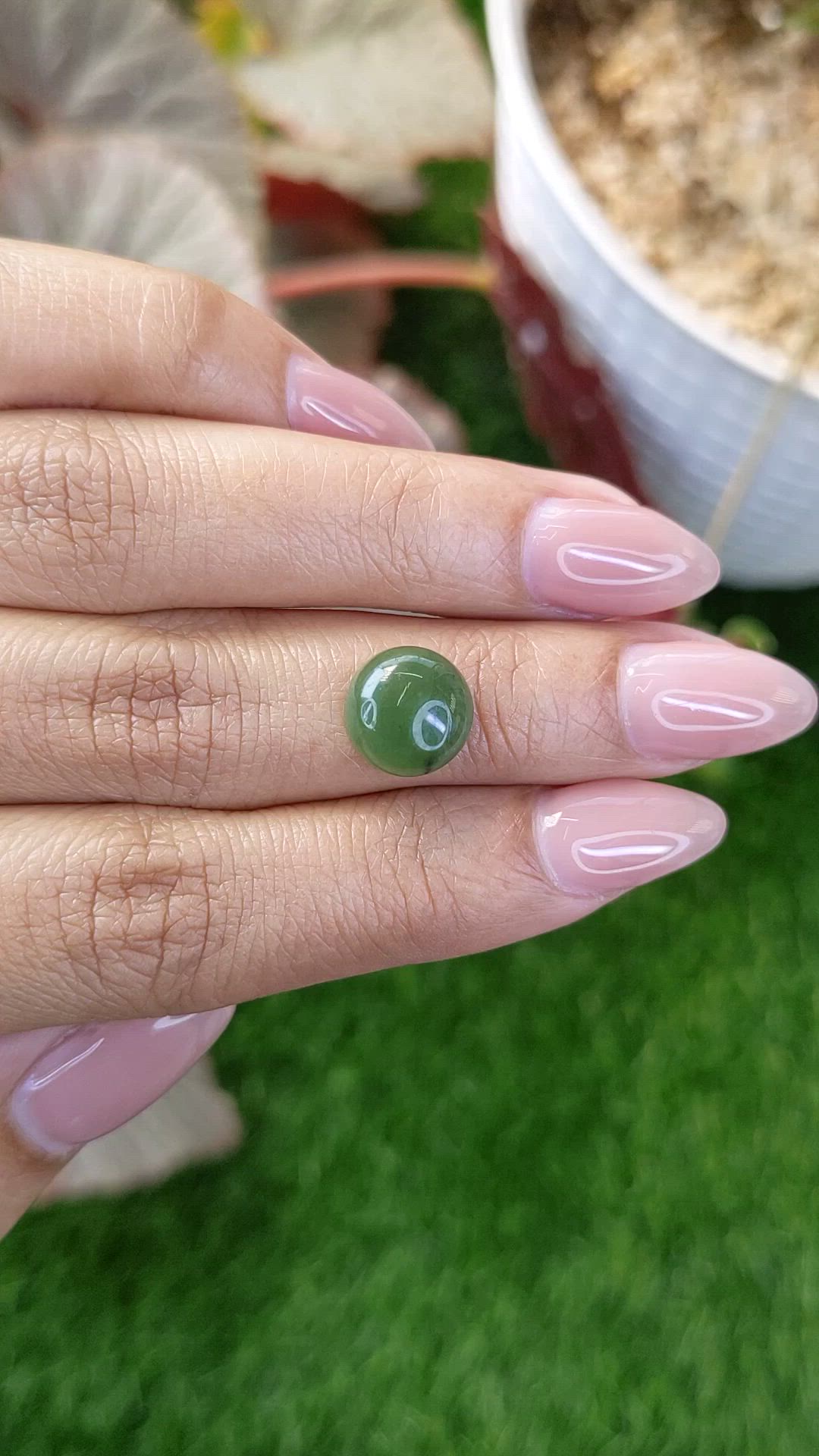 3.71 Ct. Green Cabochon Jade from Burma (Myanmar) Size Video