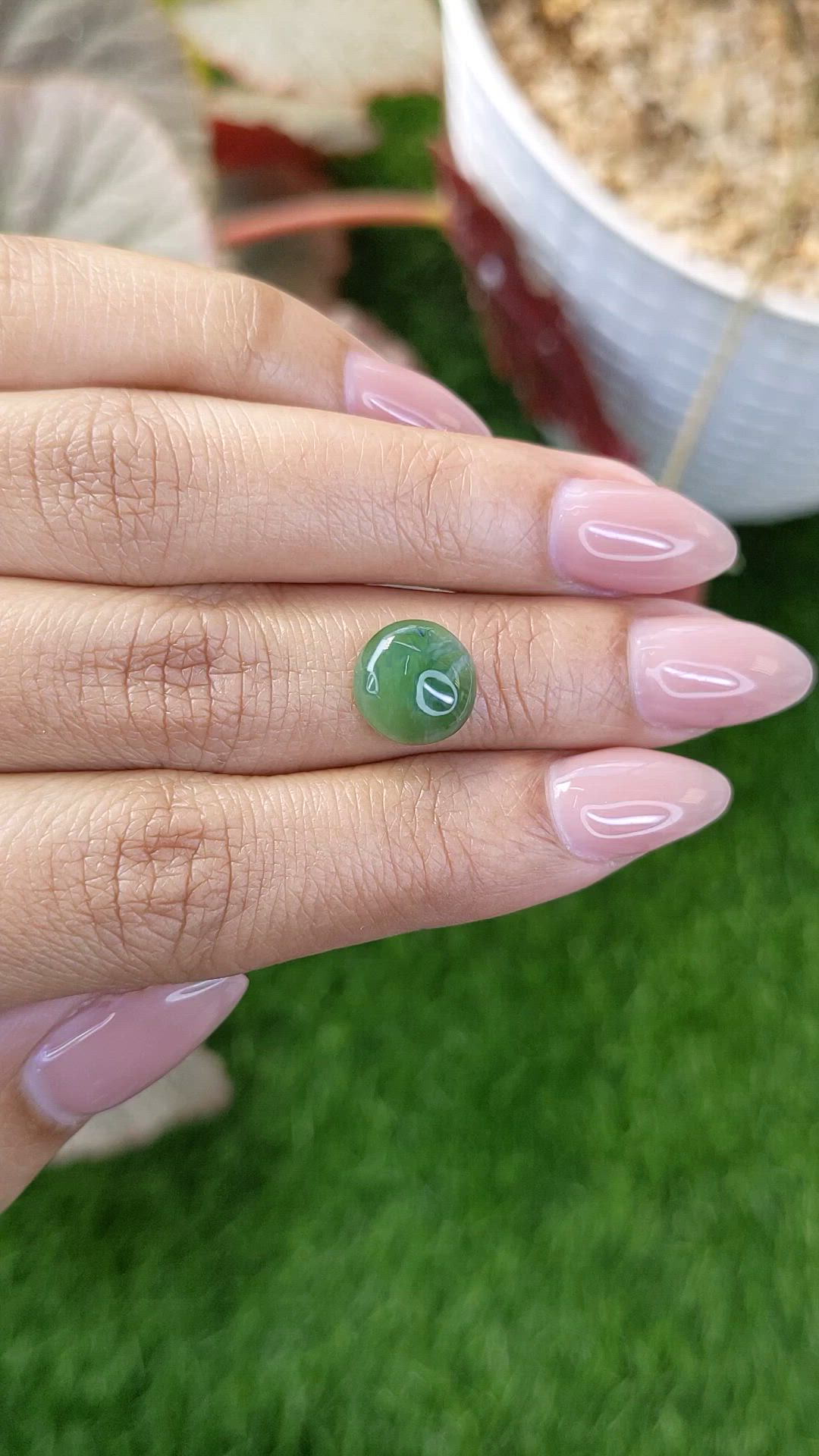 3.18 Ct. Green Cabochon Jade from Burma (Myanmar) Size Video