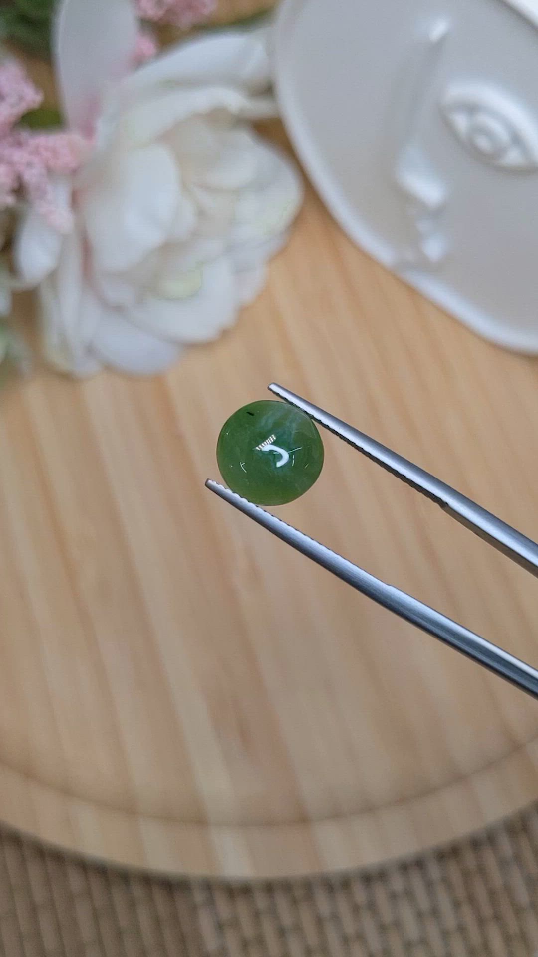 3.18 Ct. Green Cabochon Jade from Burma (Myanmar) Size Video