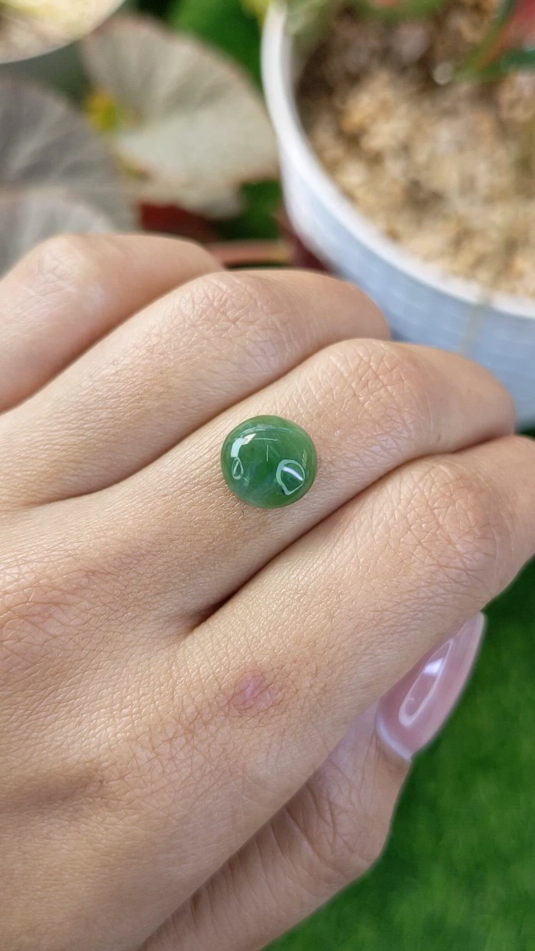 3.18 Ct. Green Cabochon Jade from Burma (Myanmar) Size Video