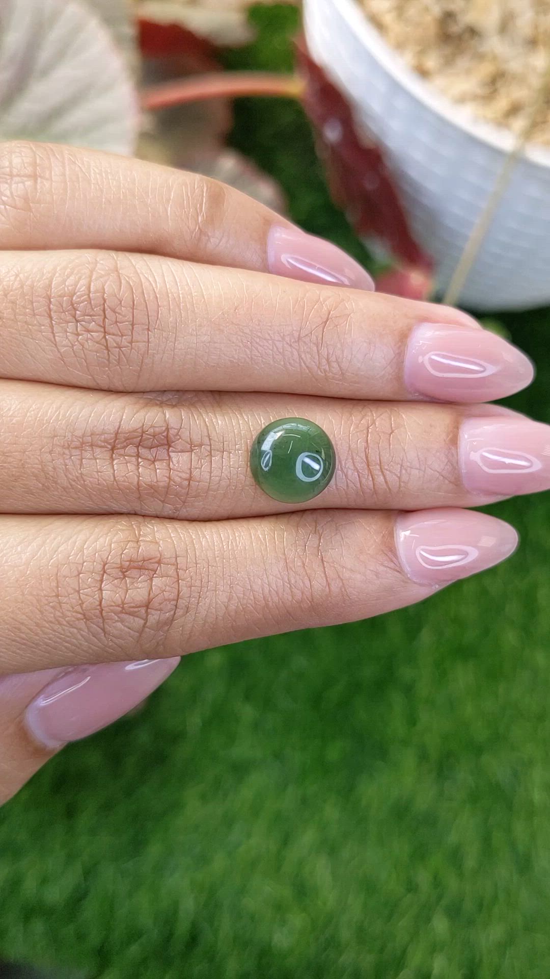 3.64 Ct. Green Cabochon Jade from Burma (Myanmar) Size Video