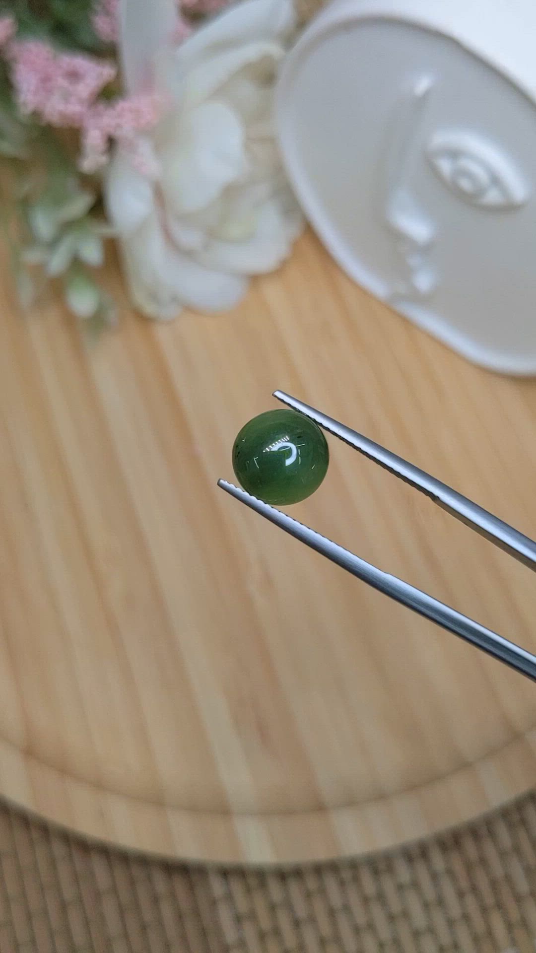 3.64 Ct. Green Cabochon Jade from Burma (Myanmar) Size Video