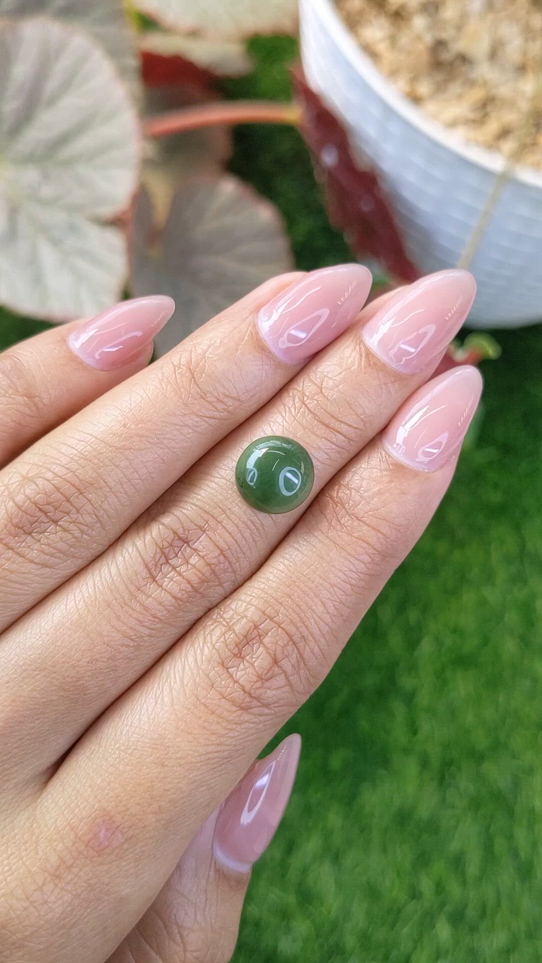 3.64 Ct. Green Cabochon Jade from Burma (Myanmar) Size Video