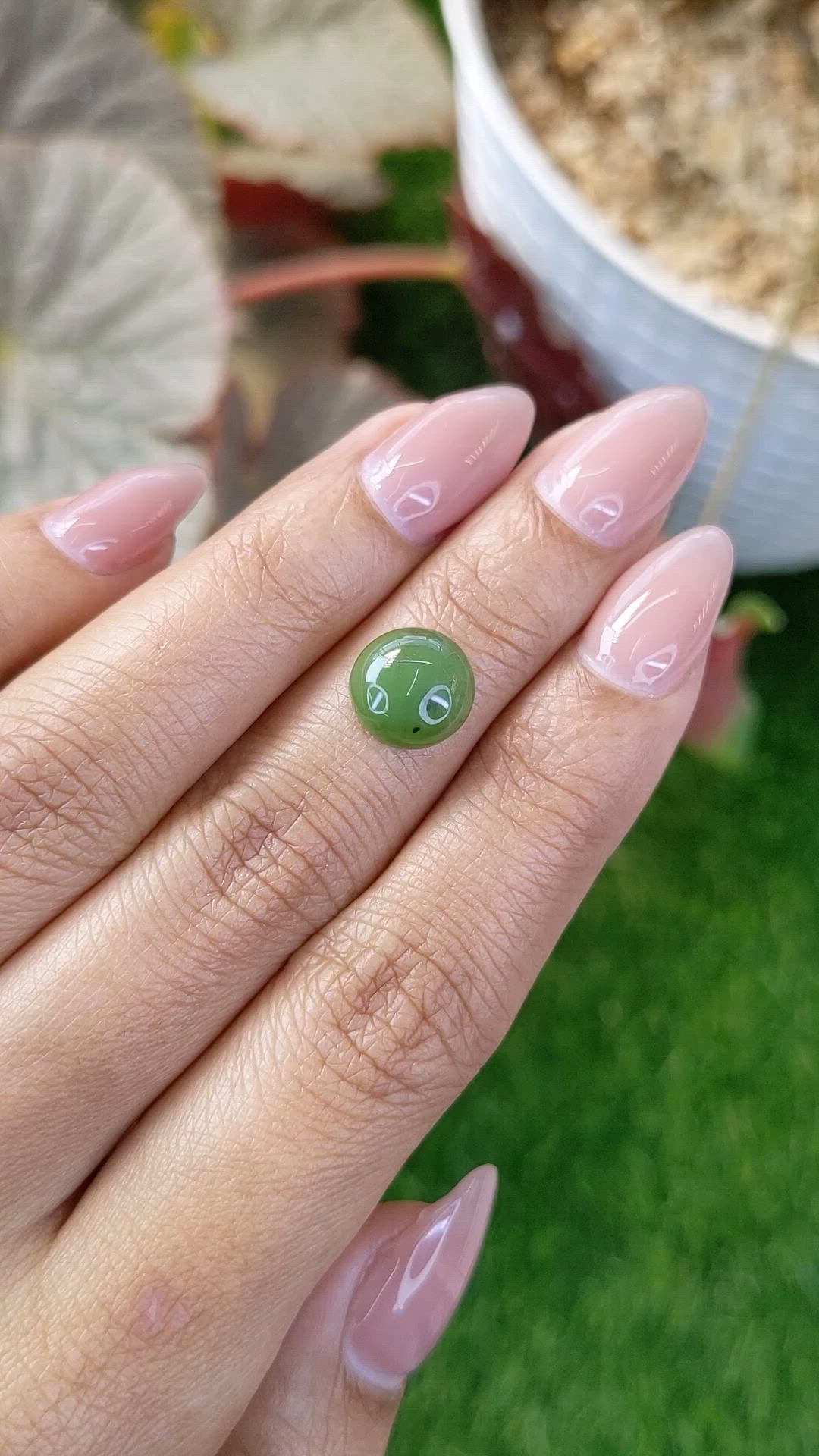 3.19 Ct. Green Cabochon Jade from Burma (Myanmar) Size Video