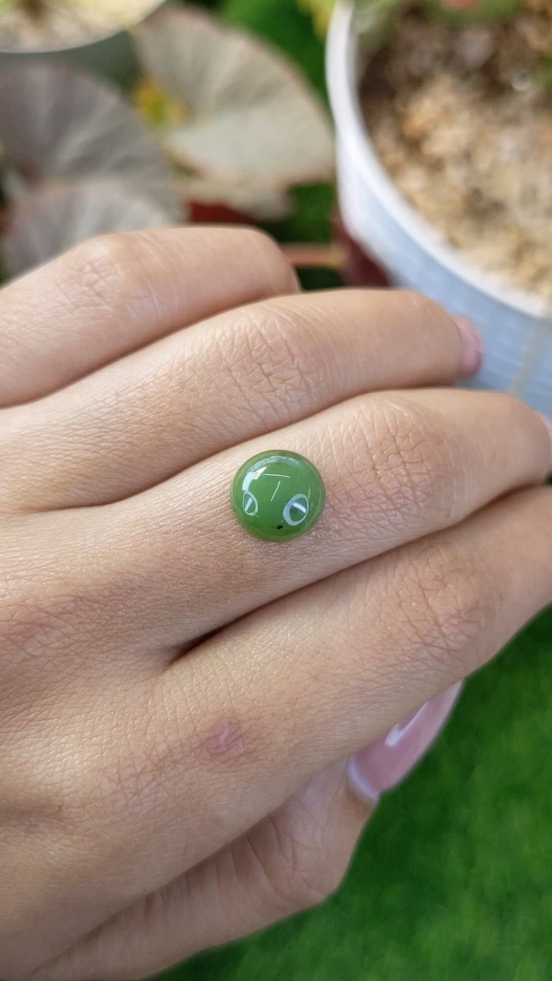 3.19 Ct. Green Cabochon Jade from Burma (Myanmar) Size Video