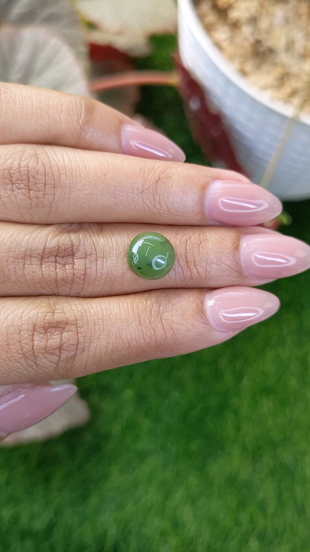 3.19 Ct. Green Cabochon Jade from Burma (Myanmar) Size Video