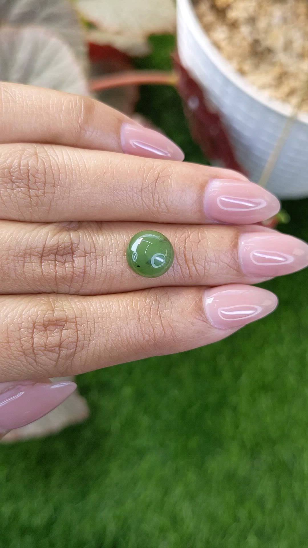 3.54 Ct. Green Cabochon Jade from Burma (Myanmar) Size Video