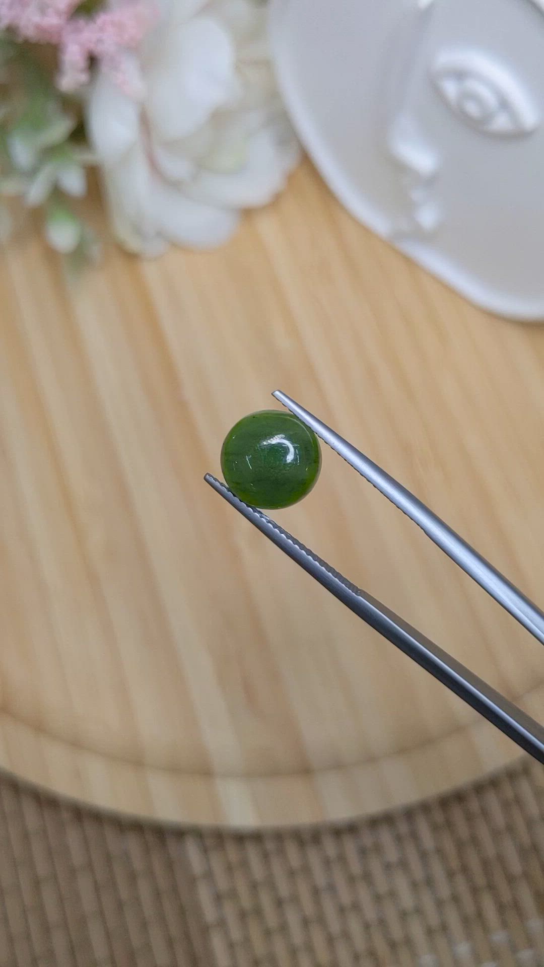 3.54 Ct. Green Cabochon Jade from Burma (Myanmar) Size Video