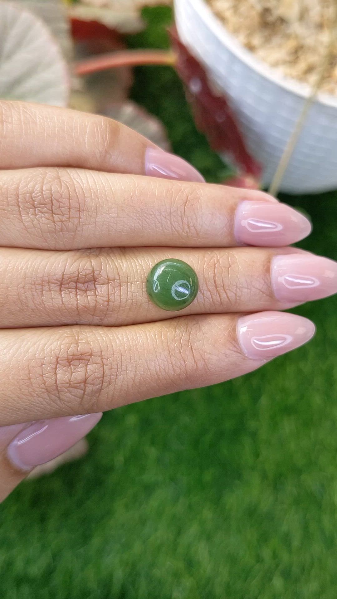 3.54 Ct. Green Cabochon Jade from Burma (Myanmar) Size Video