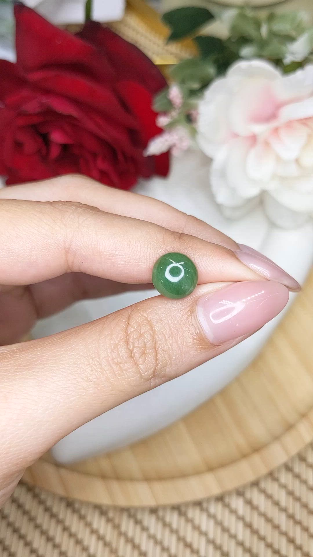 2.87 Ct. Green Cabochon Jade from Burma (Myanmar) Size Video