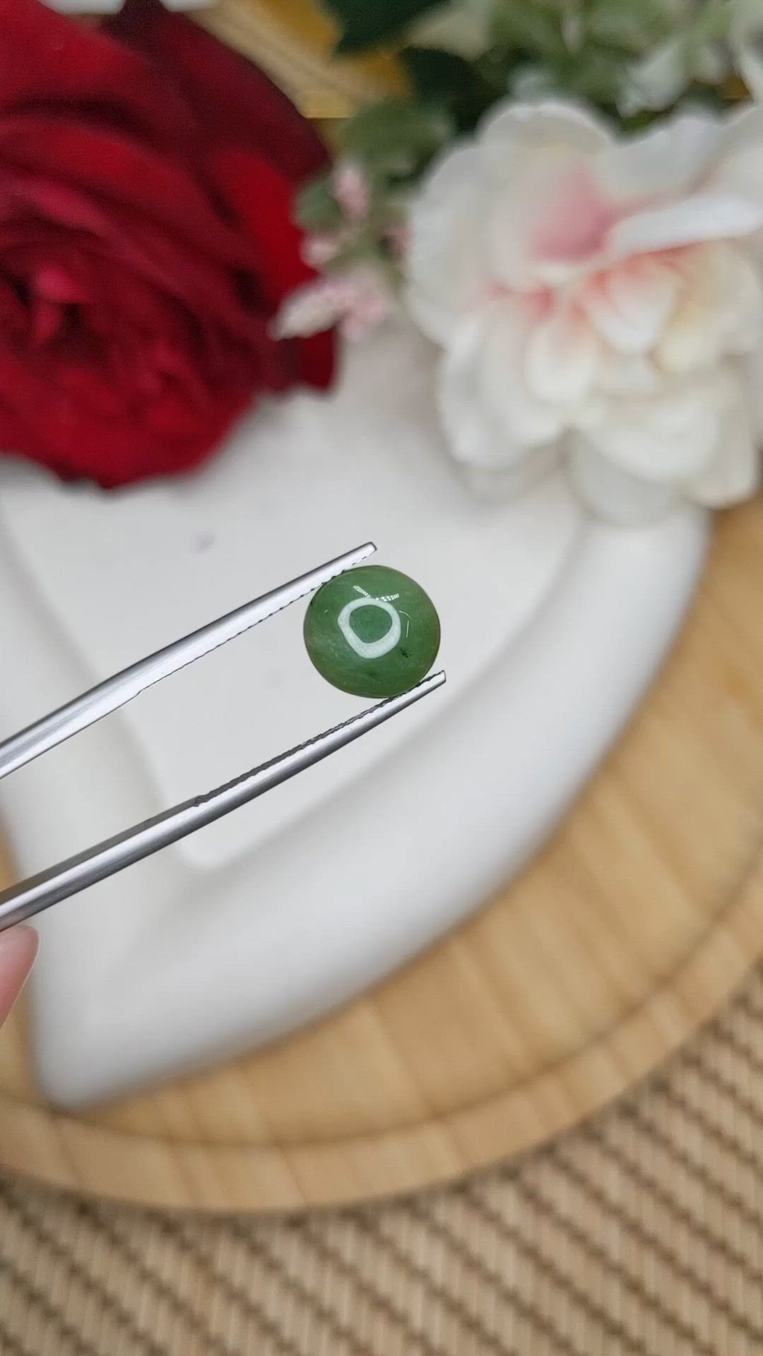 2.87 Ct. Green Cabochon Jade from Burma (Myanmar) Size Video