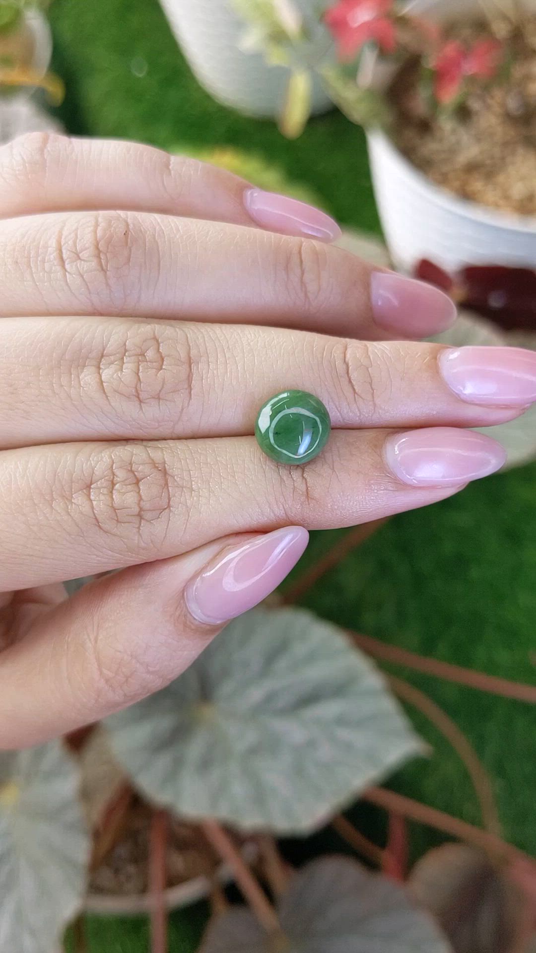 2.87 Ct. Green Cabochon Jade from Burma (Myanmar) Size Video