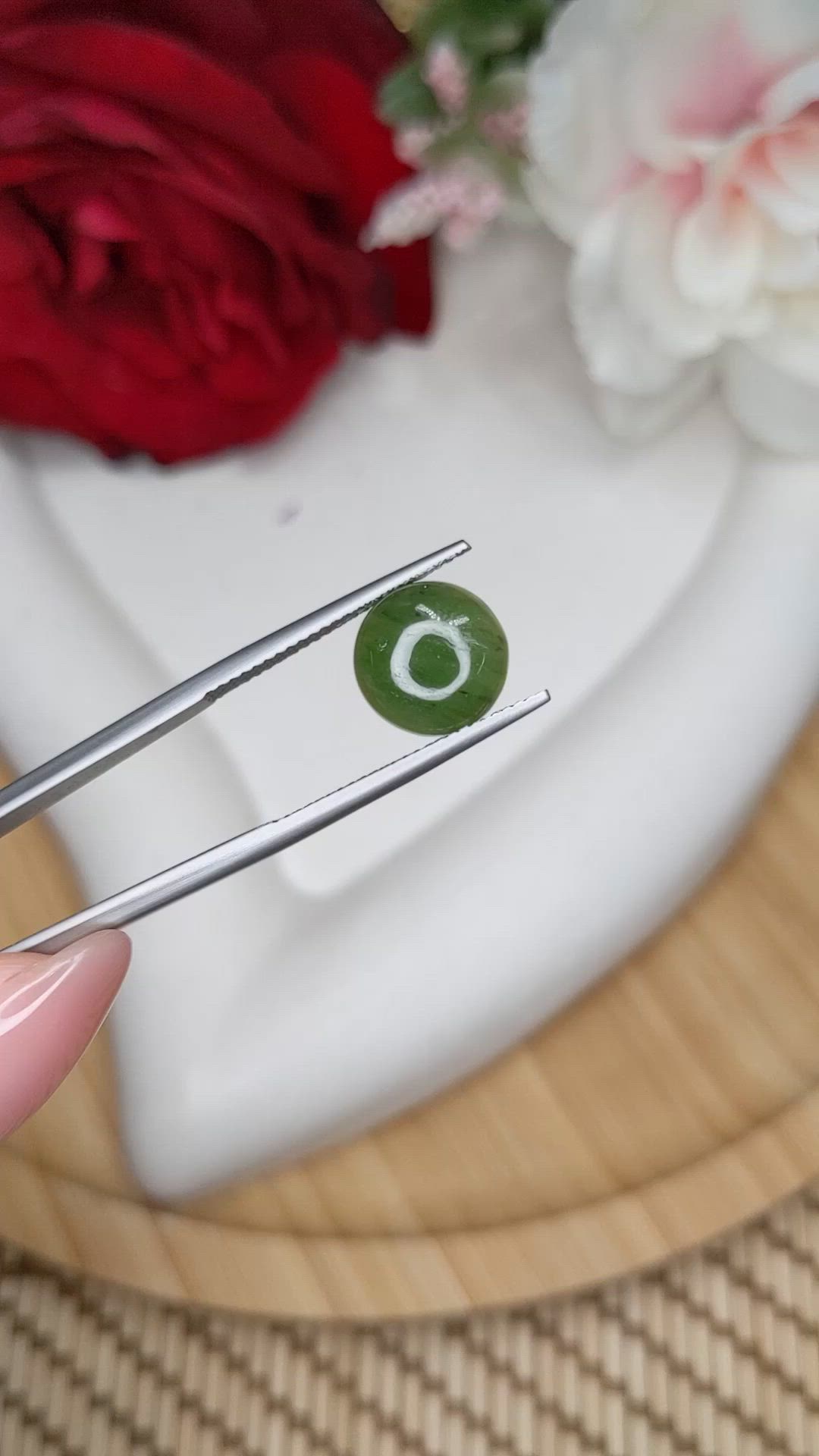 3.37 Ct. Green Cabochon Jade from Burma (Myanmar) Size Video