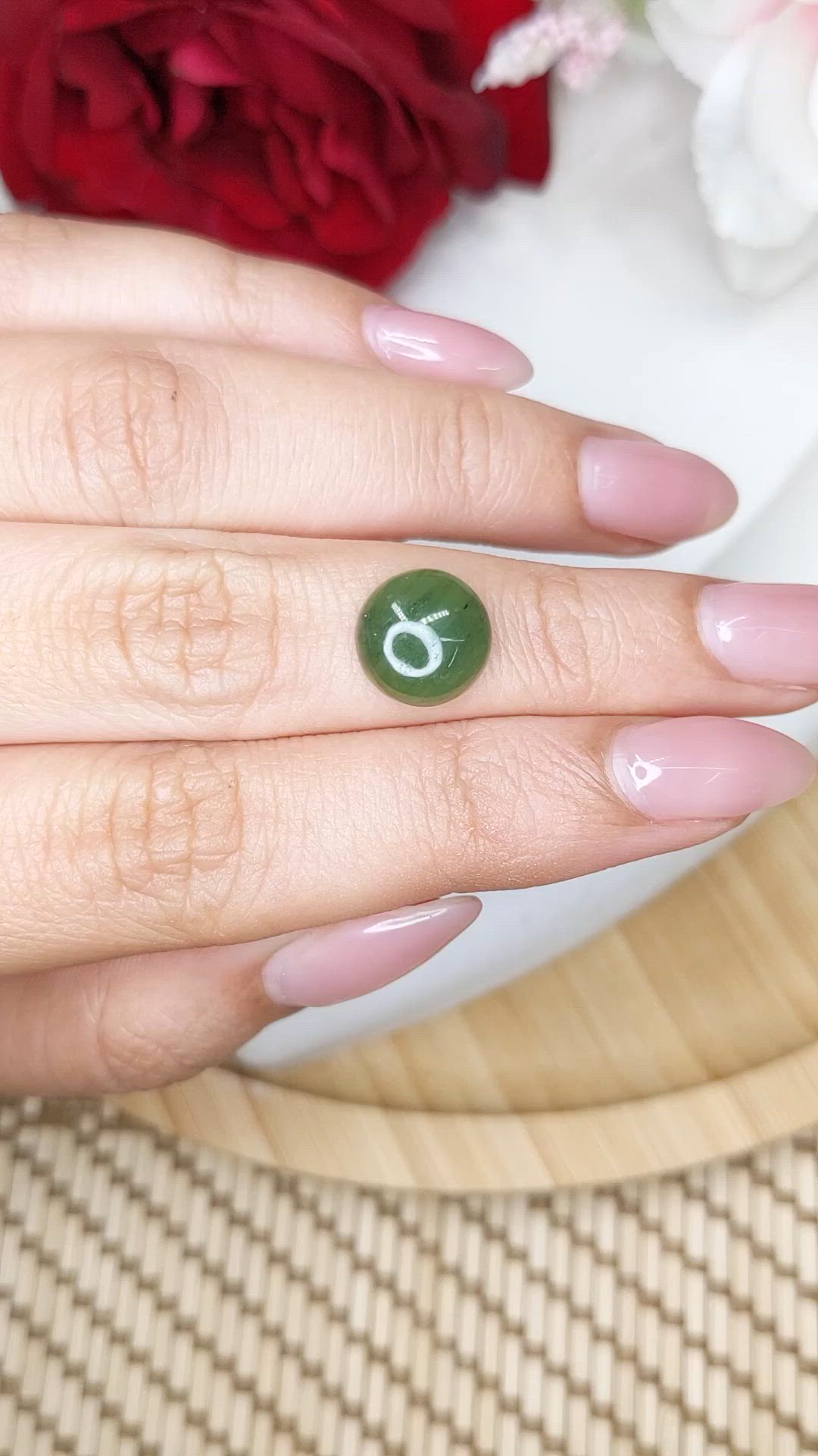 3.37 Ct. Green Cabochon Jade from Burma (Myanmar) Size Video