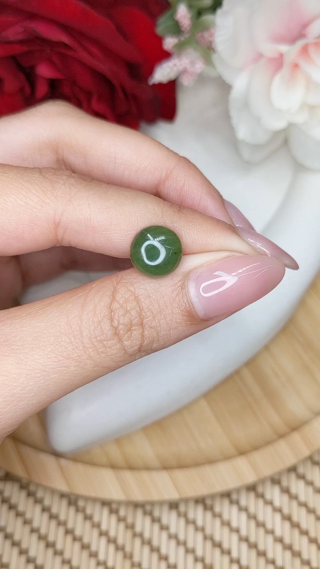 3.37 Ct. Green Cabochon Jade from Burma (Myanmar) Size Video