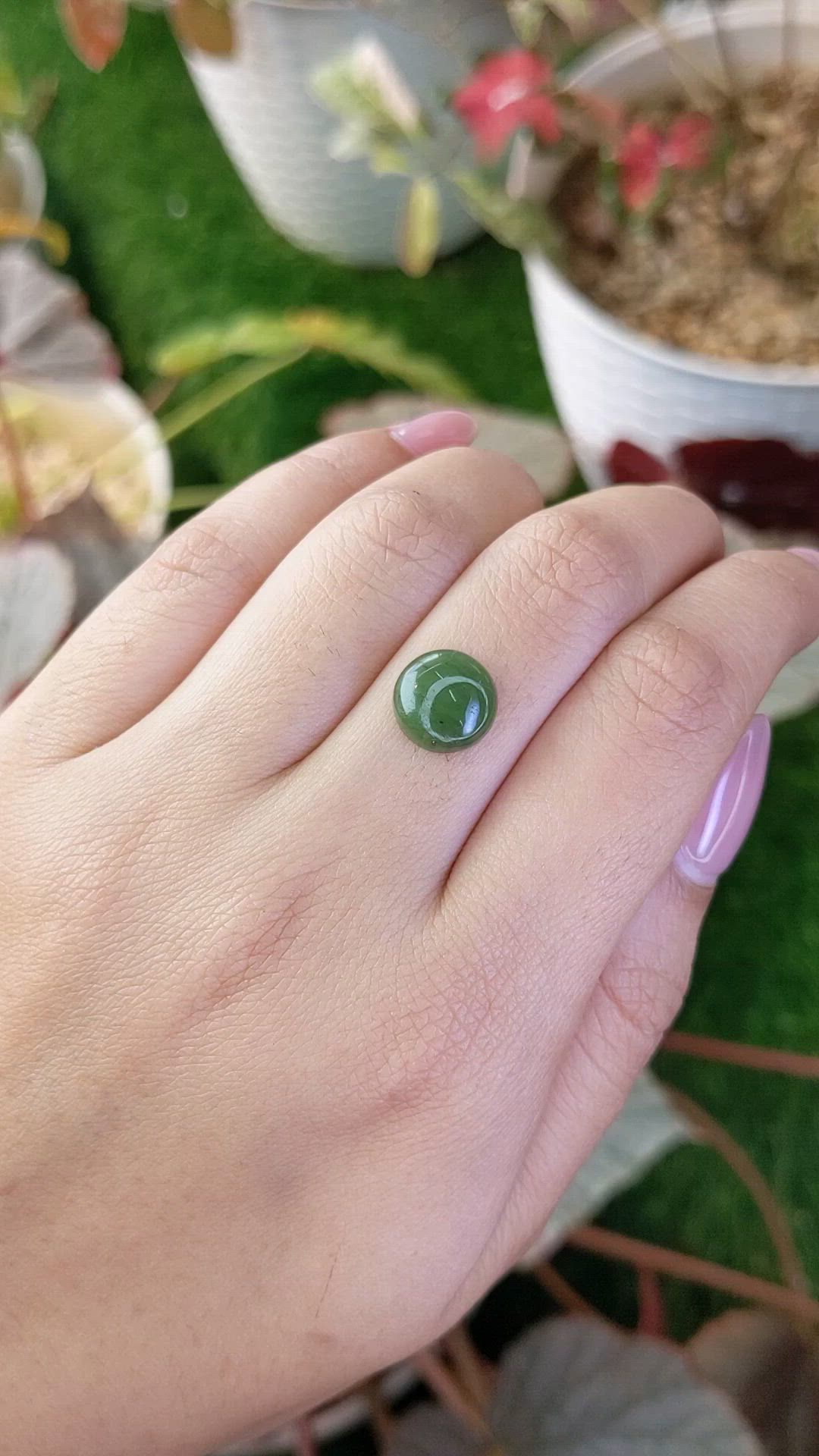 3.37 Ct. Green Cabochon Jade from Burma (Myanmar) Size Video