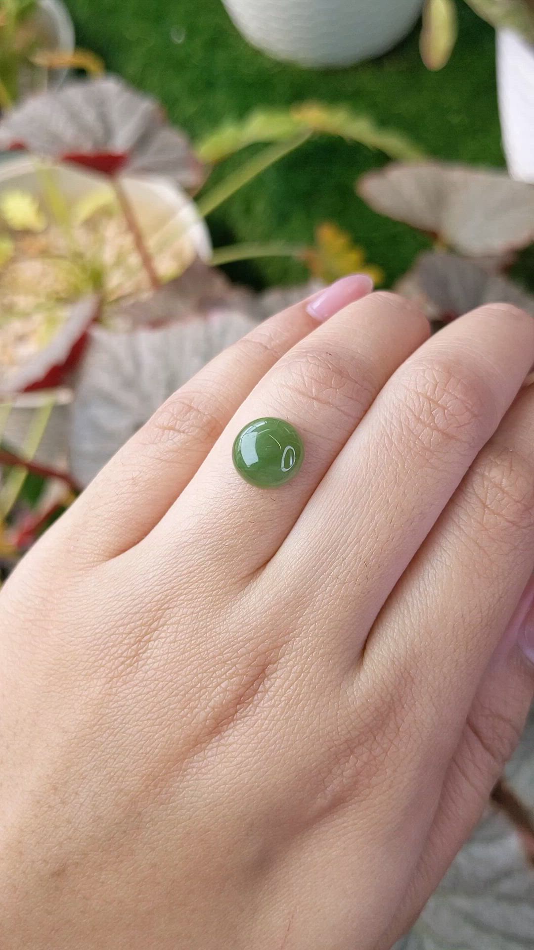 3.44 Ct. Green Cabochon Jade from Burma (Myanmar) Size Video