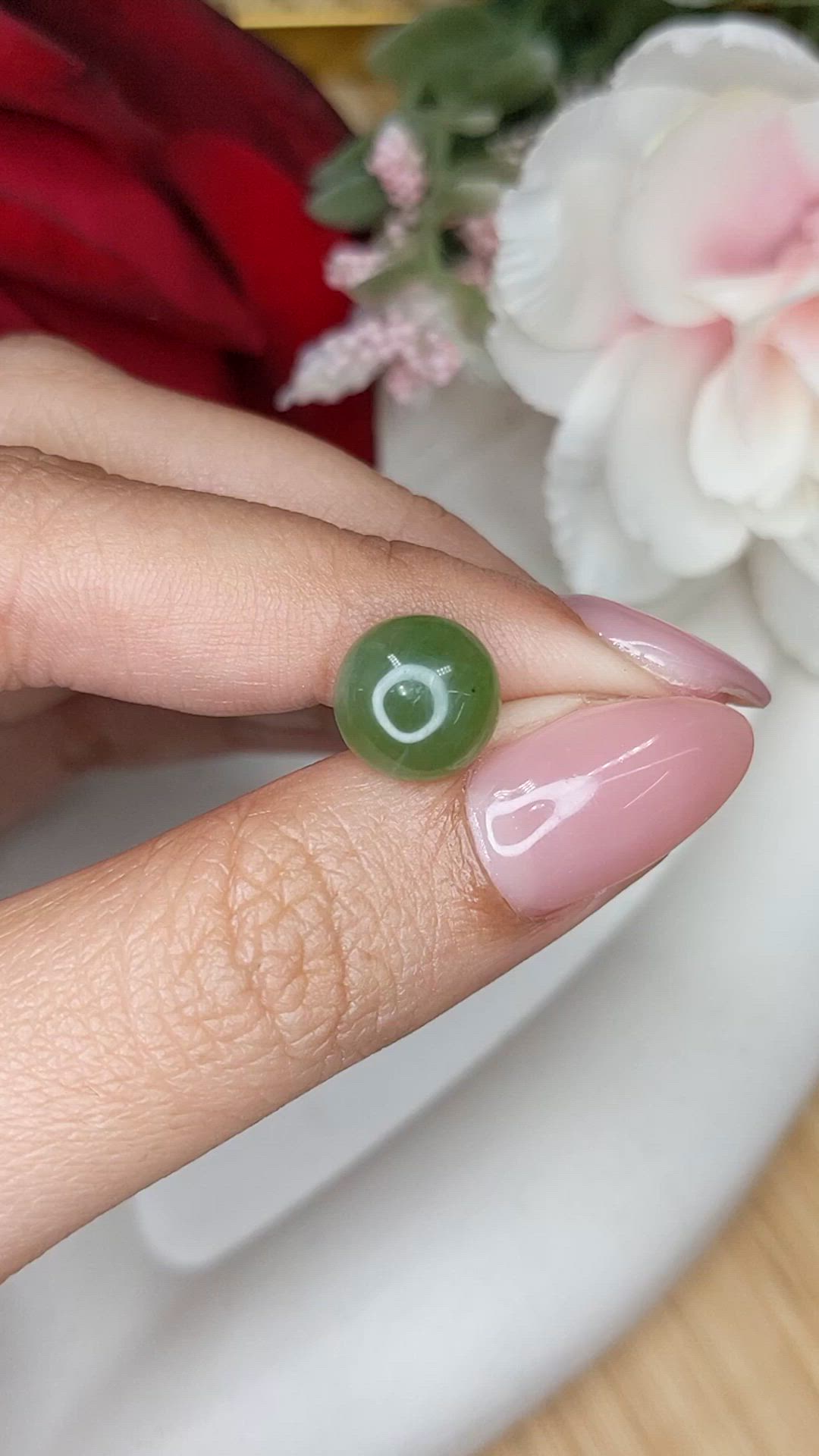 3.44 Ct. Green Cabochon Jade from Burma (Myanmar) Size Video
