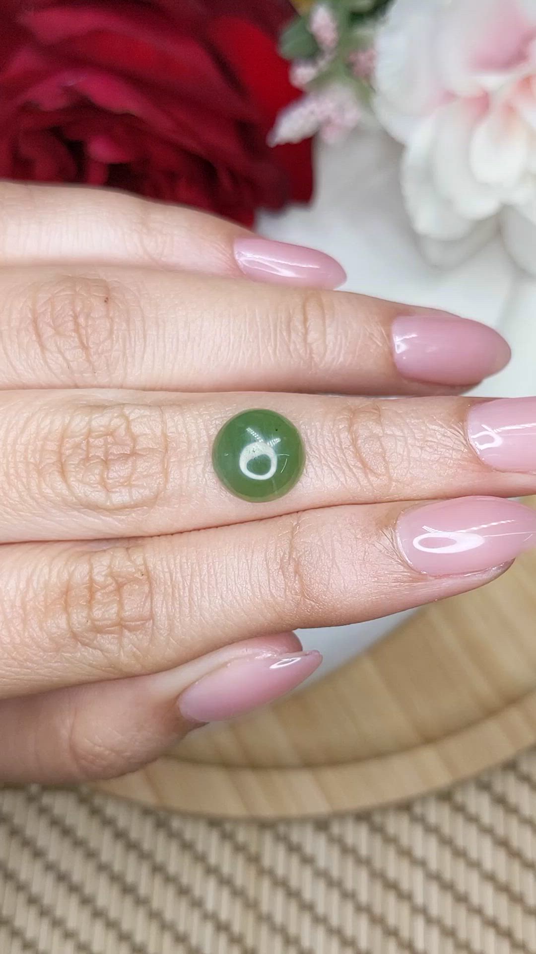 3.44 Ct. Green Cabochon Jade from Burma (Myanmar) Size Video