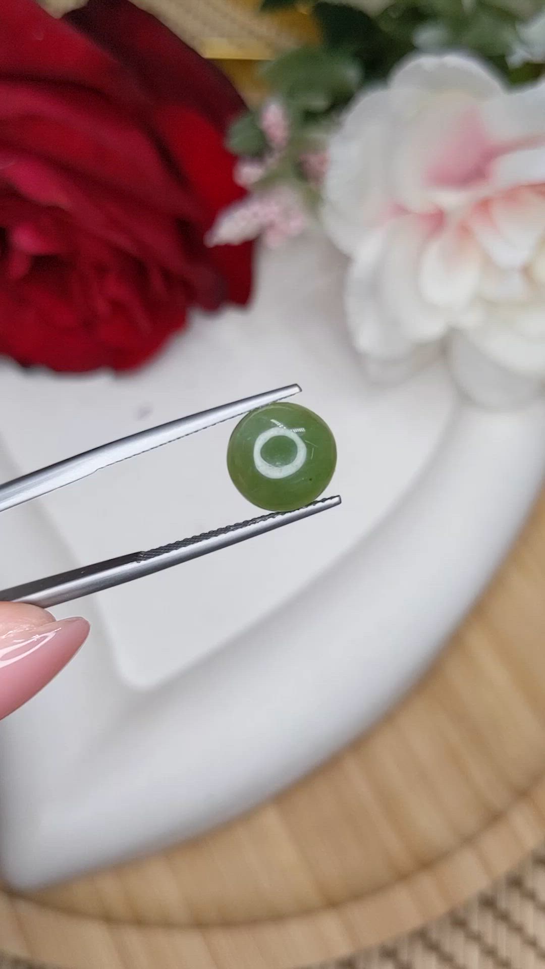 3.44 Ct. Green Cabochon Jade from Burma (Myanmar) Size Video