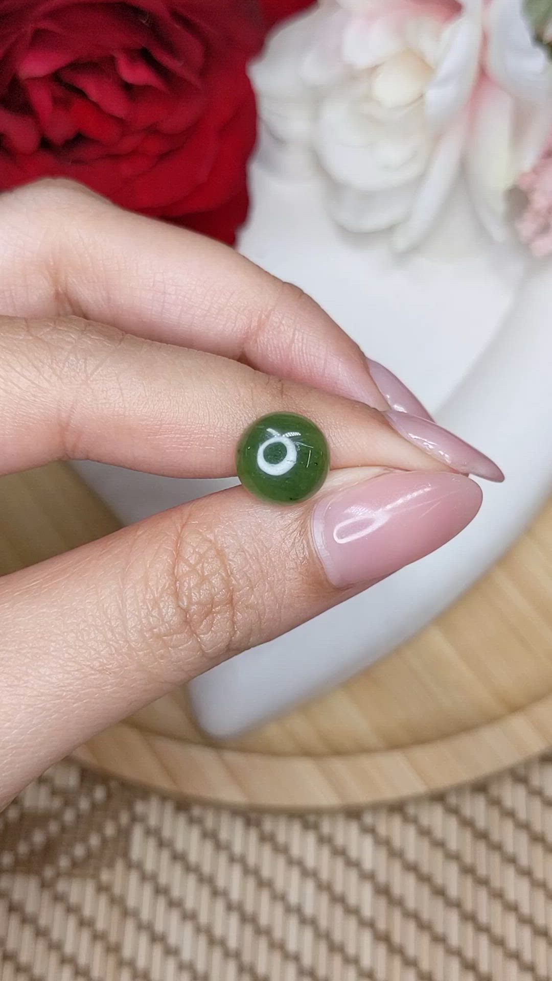 3.14 Ct. Green Cabochon Jade from Burma (Myanmar) Size Video