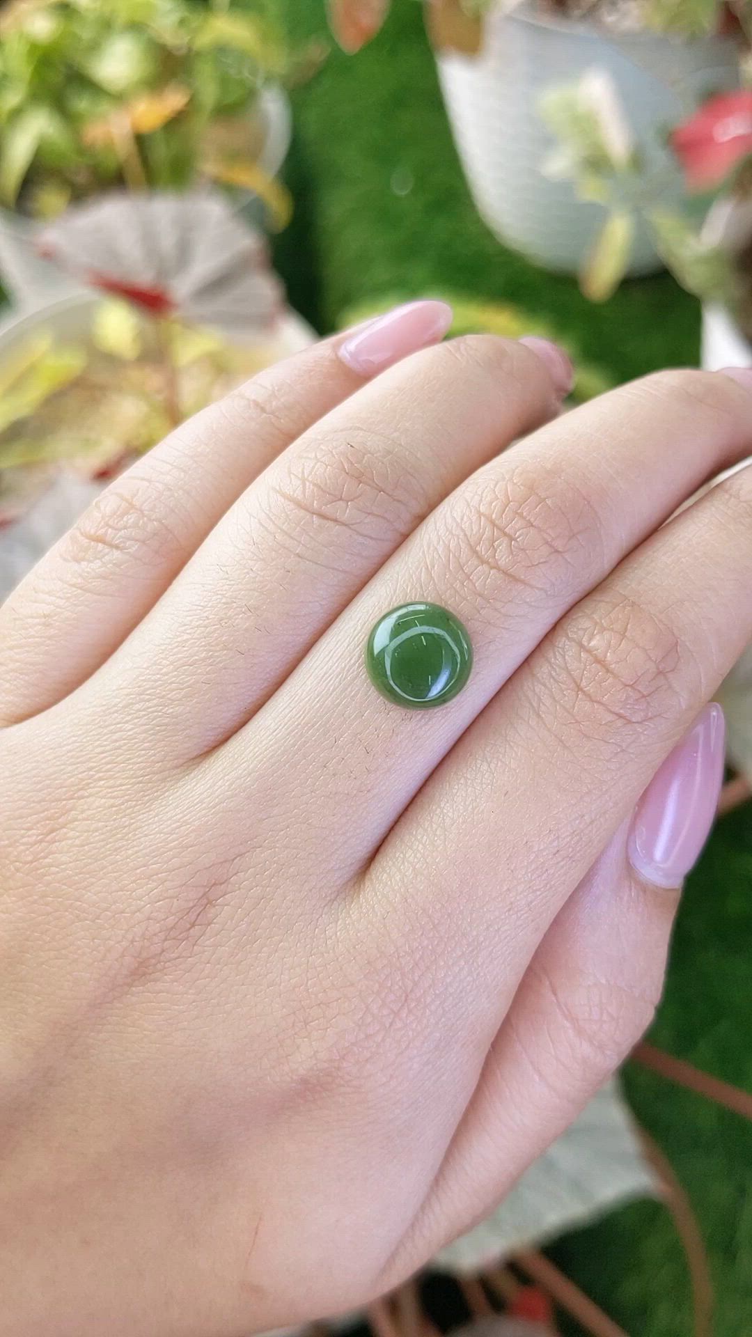 3.14 Ct. Green Cabochon Jade from Burma (Myanmar) Size Video