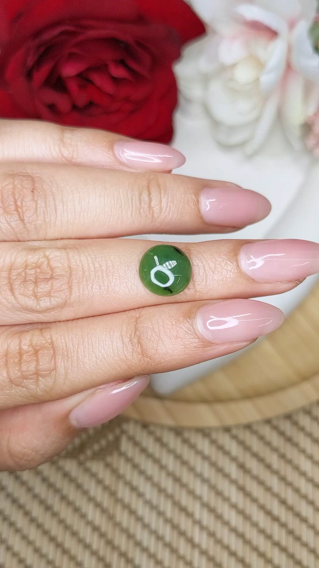 2.77 Ct. Green Cabochon Jade from Burma (Myanmar) Size Video