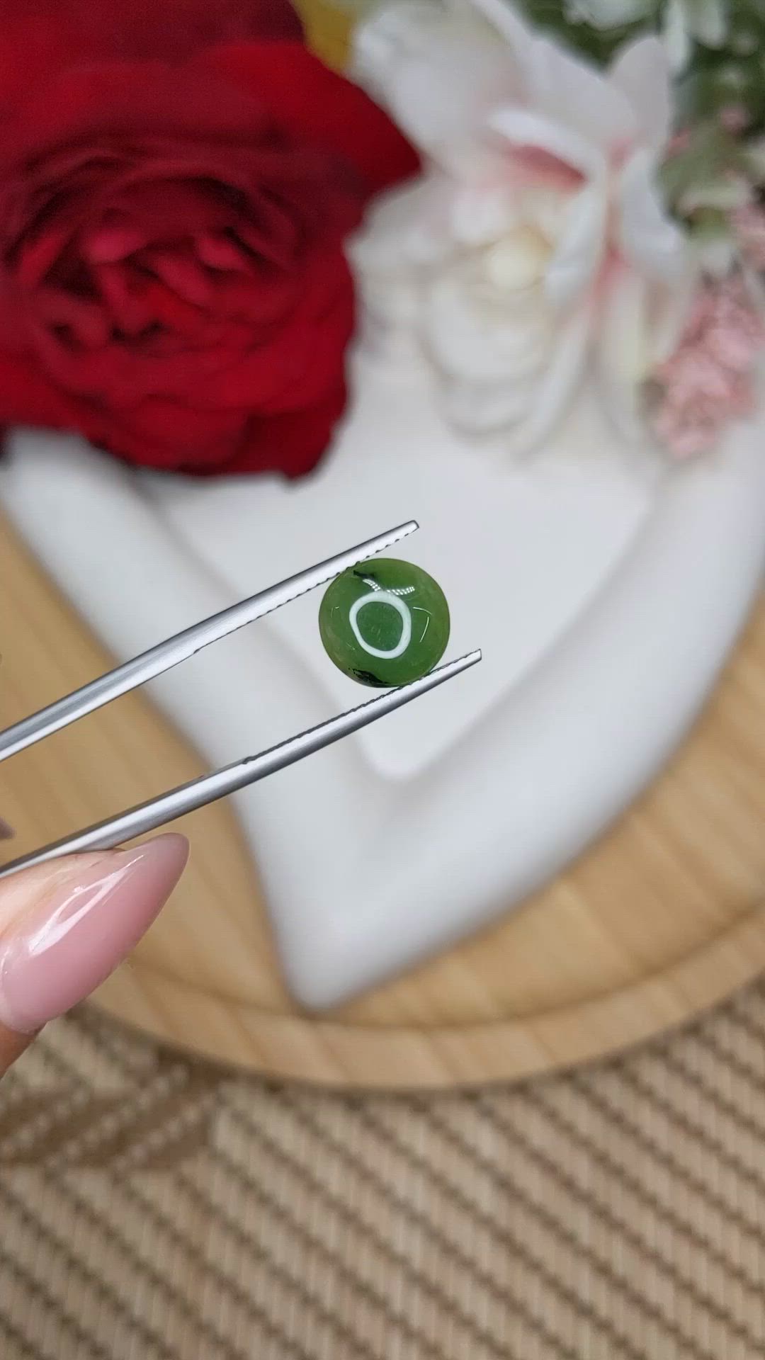 2.77 Ct. Green Cabochon Jade from Burma (Myanmar) Size Video