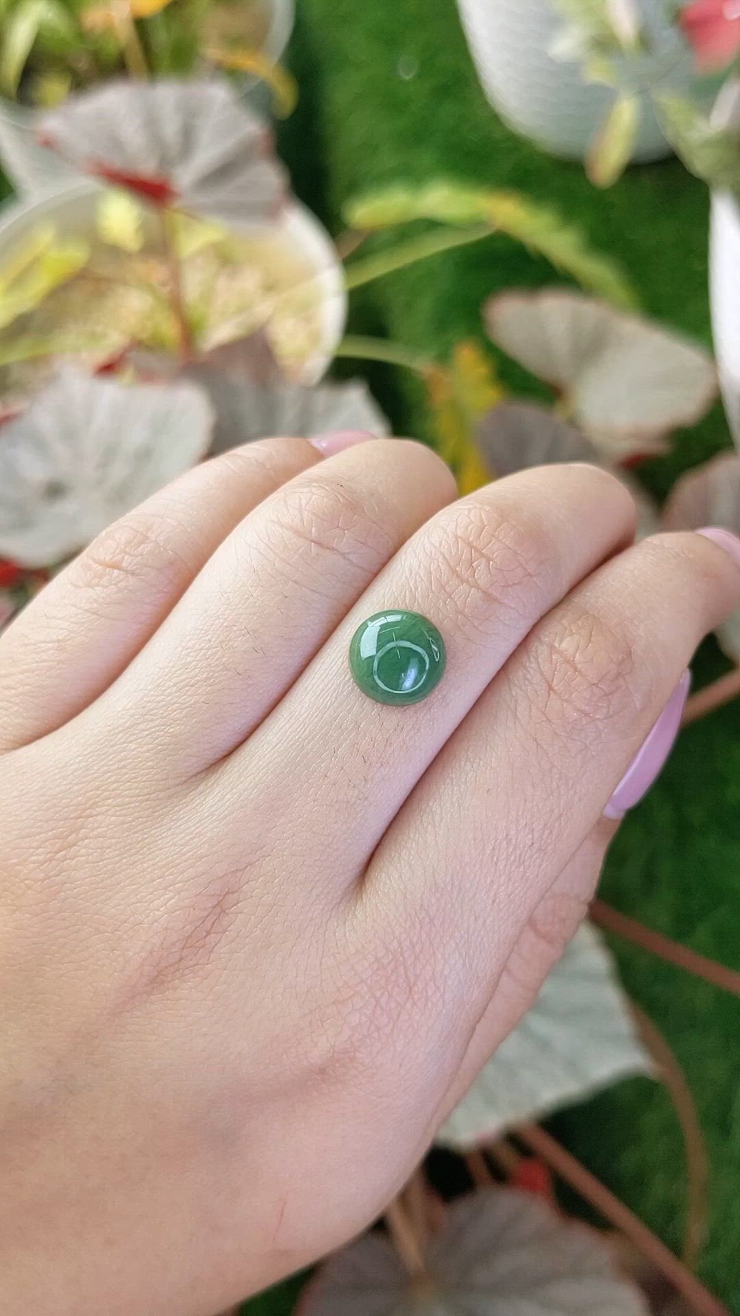 3.45 Ct. Green Cabochon Jade from Burma (Myanmar) Size Video