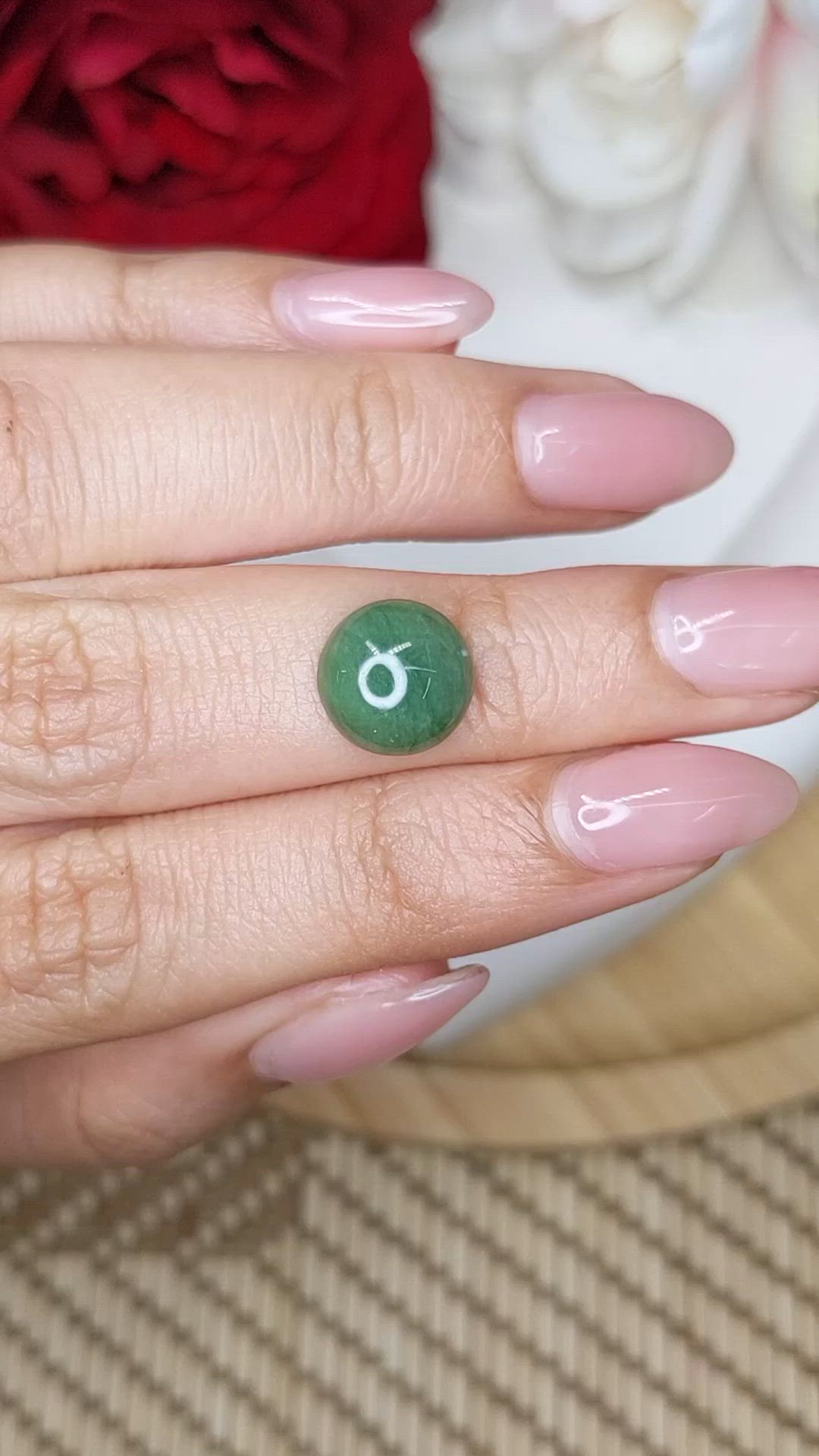 3.45 Ct. Green Cabochon Jade from Burma (Myanmar) Size Video