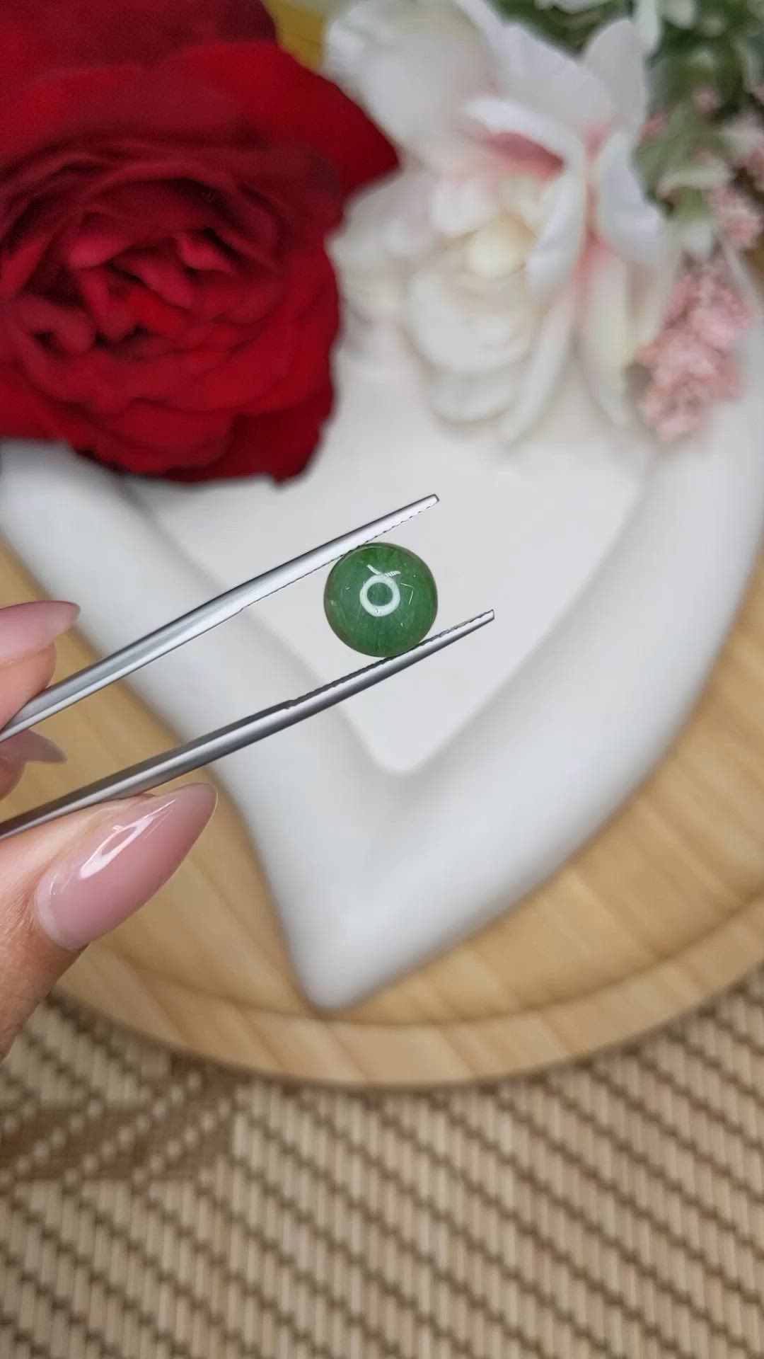 3.45 Ct. Green Cabochon Jade from Burma (Myanmar) Size Video