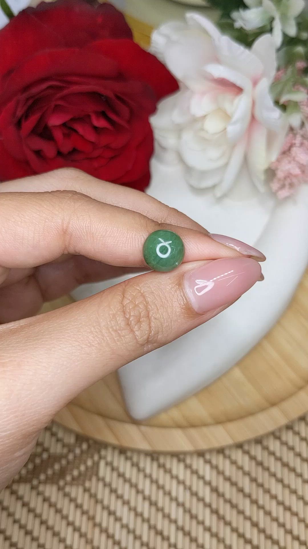 3.45 Ct. Green Cabochon Jade from Burma (Myanmar) Size Video