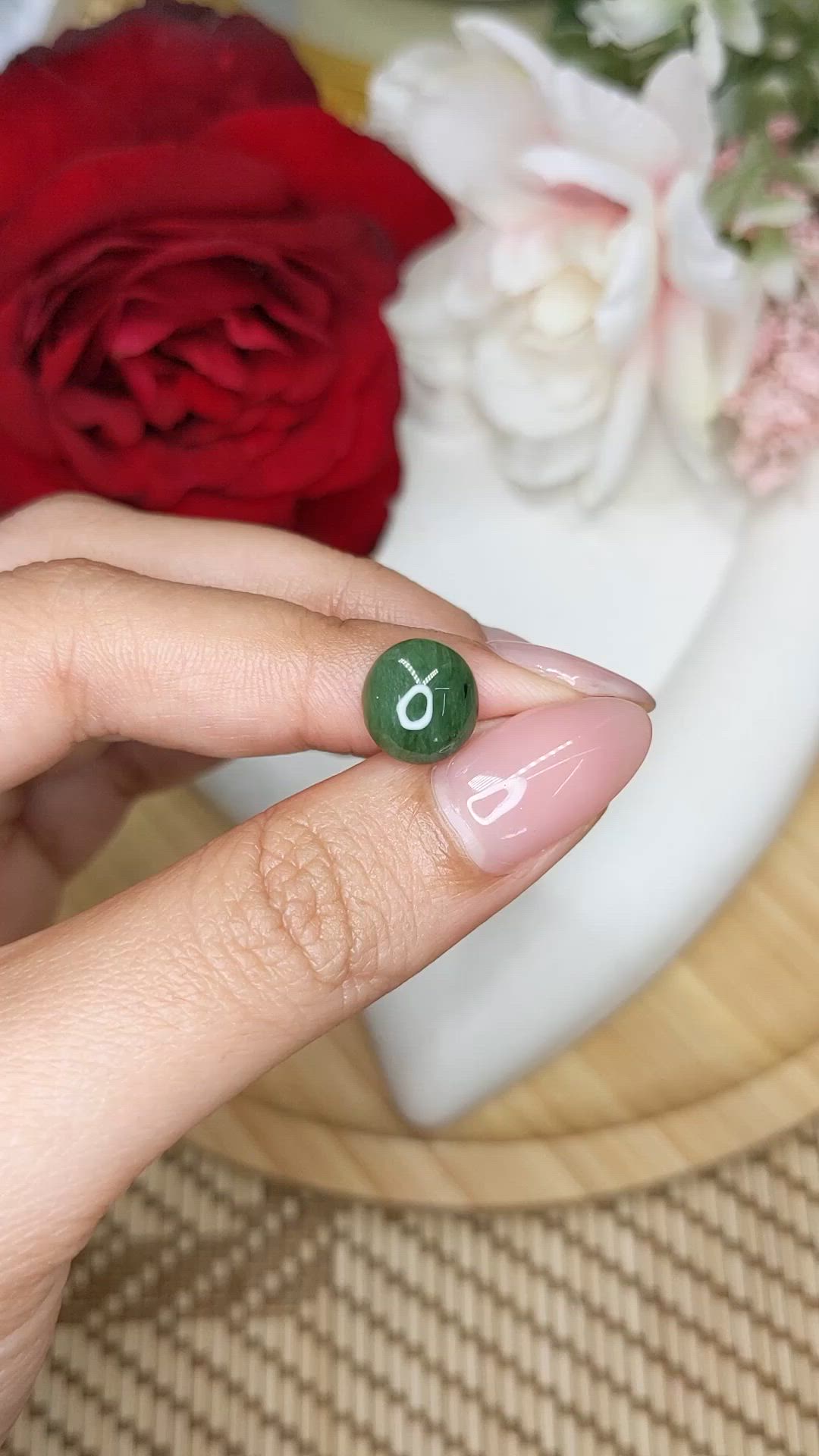 2.99 Ct. Green Cabochon Jade from Burma (Myanmar) Size Video