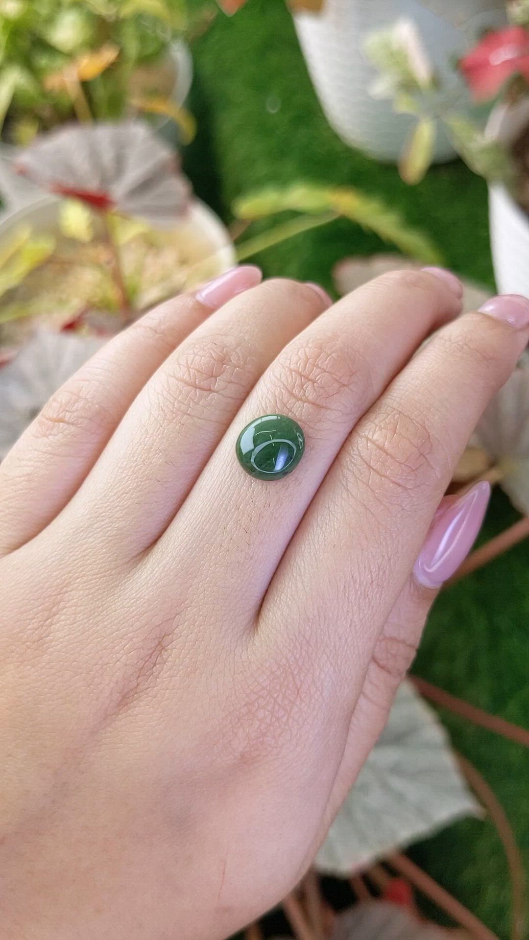 2.99 Ct. Green Cabochon Jade from Burma (Myanmar) Size Video