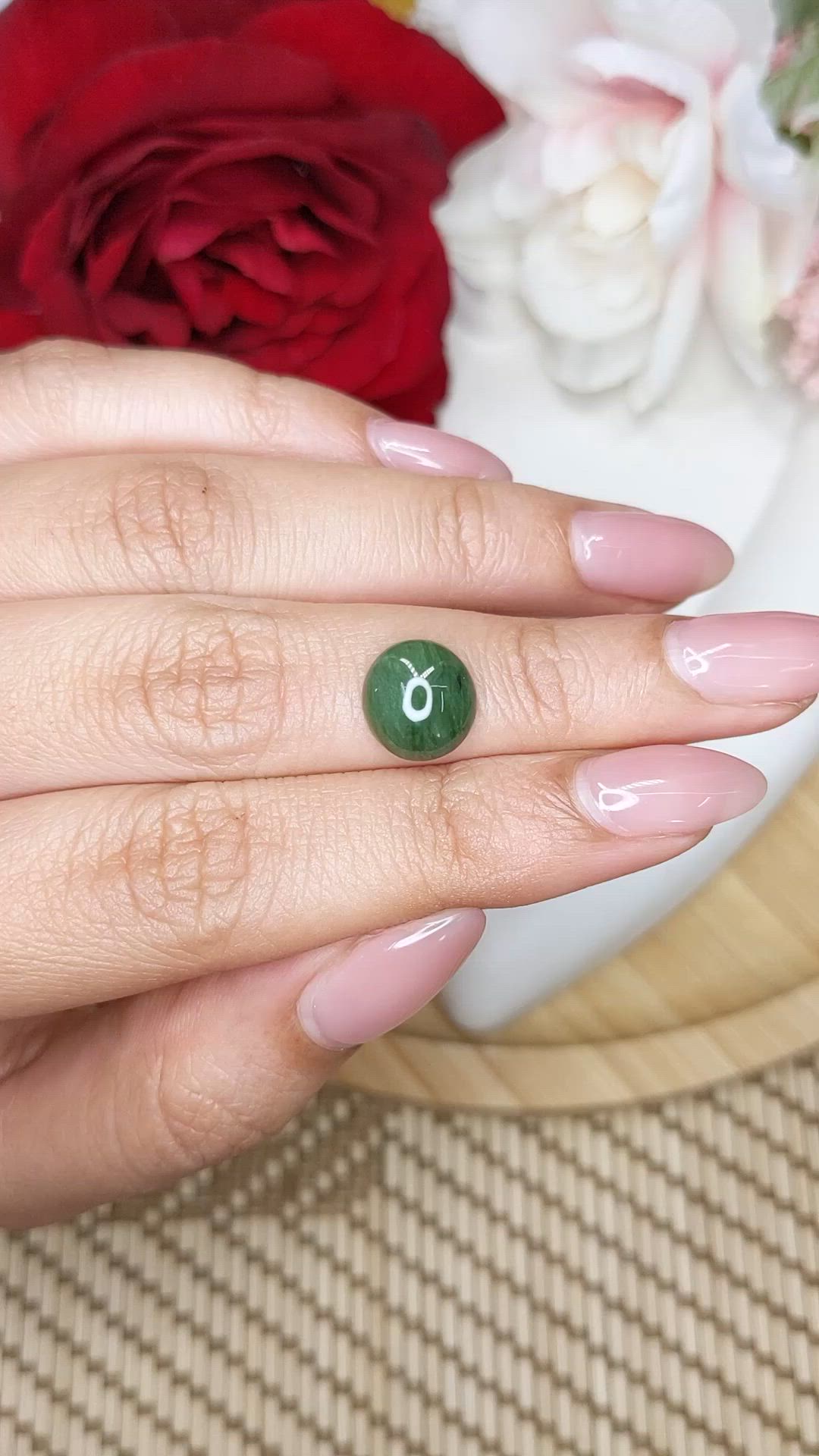 2.99 Ct. Green Cabochon Jade from Burma (Myanmar) Size Video