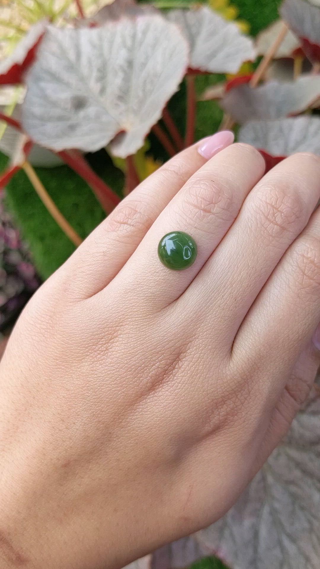 3.29 Ct. Green Cabochon Jade from Burma (Myanmar) Size Video