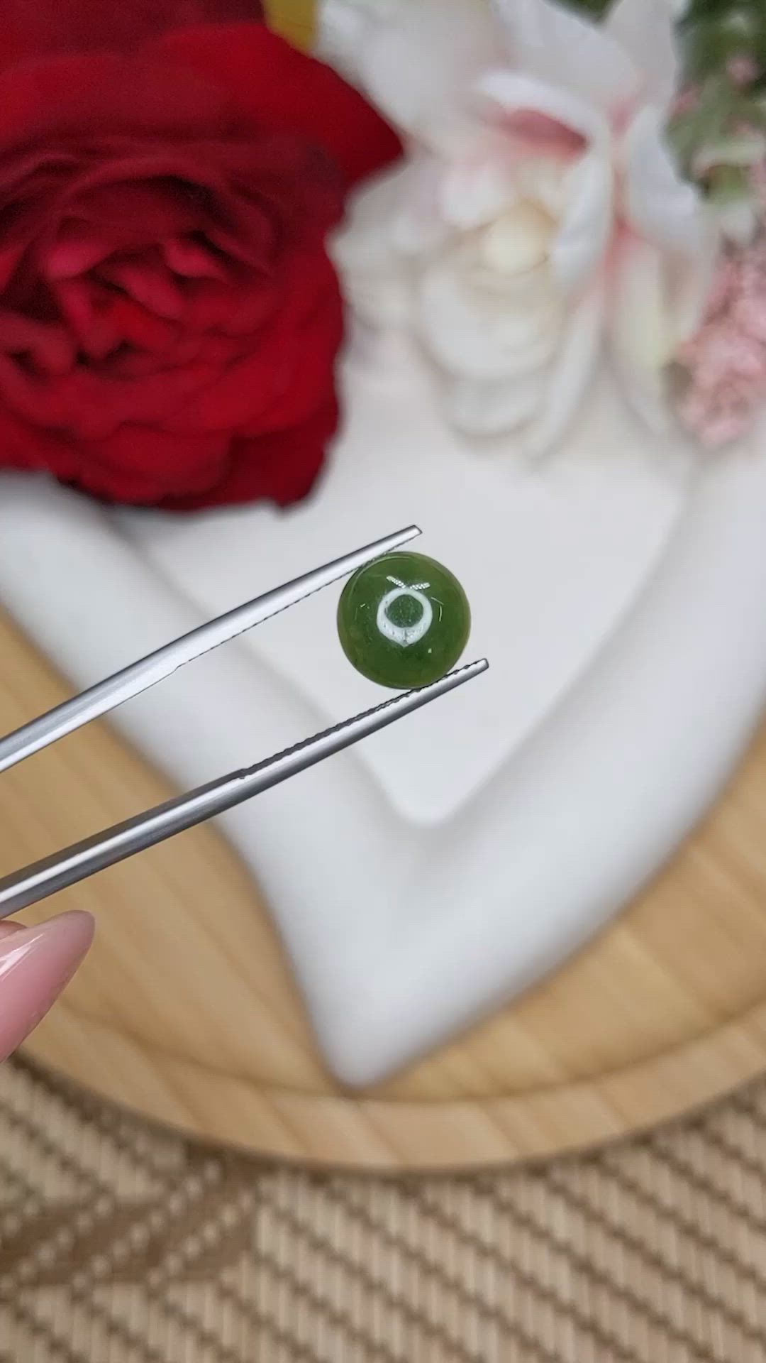 3.29 Ct. Green Cabochon Jade from Burma (Myanmar) Size Video