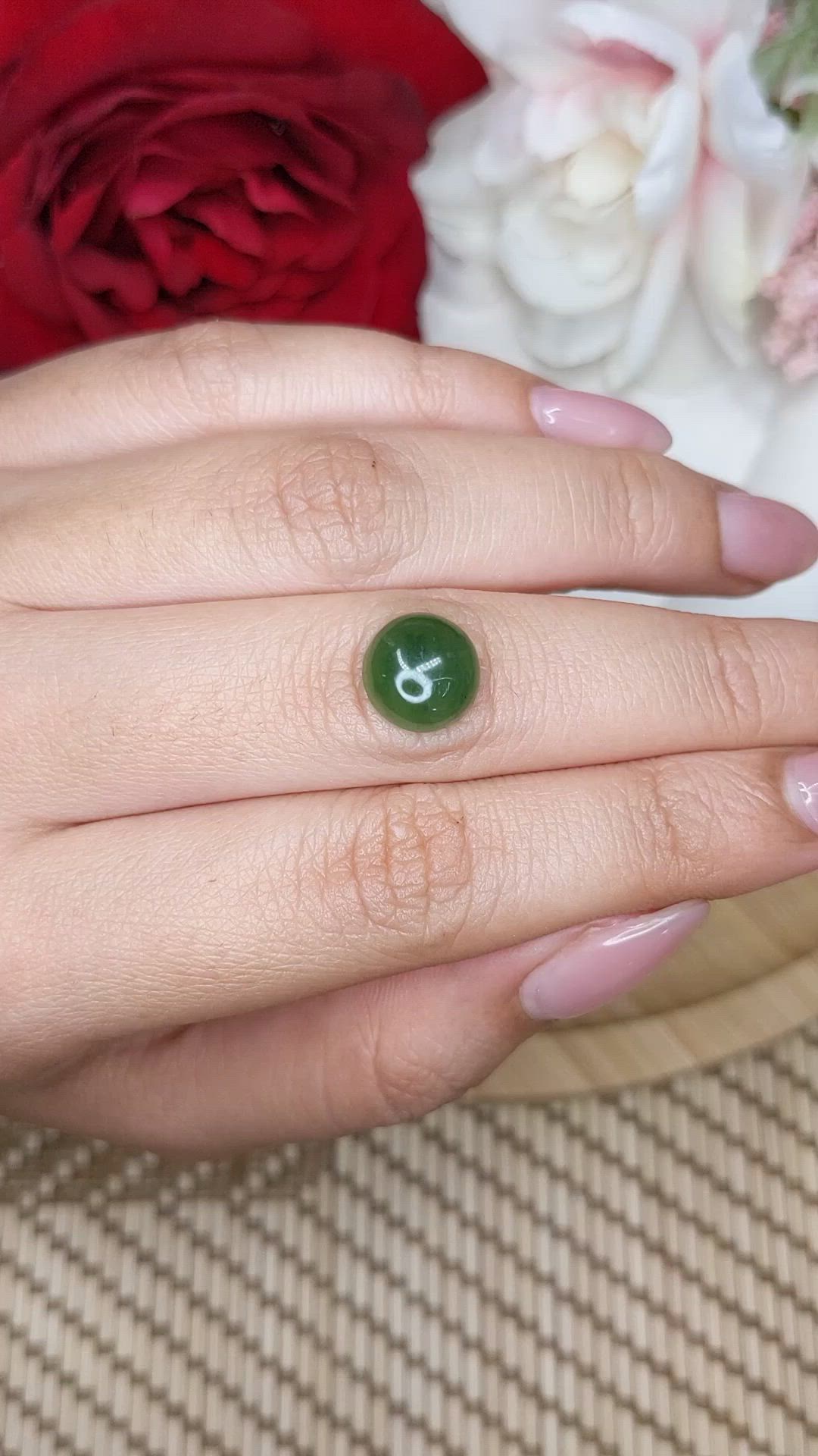 3.29 Ct. Green Cabochon Jade from Burma (Myanmar) Size Video