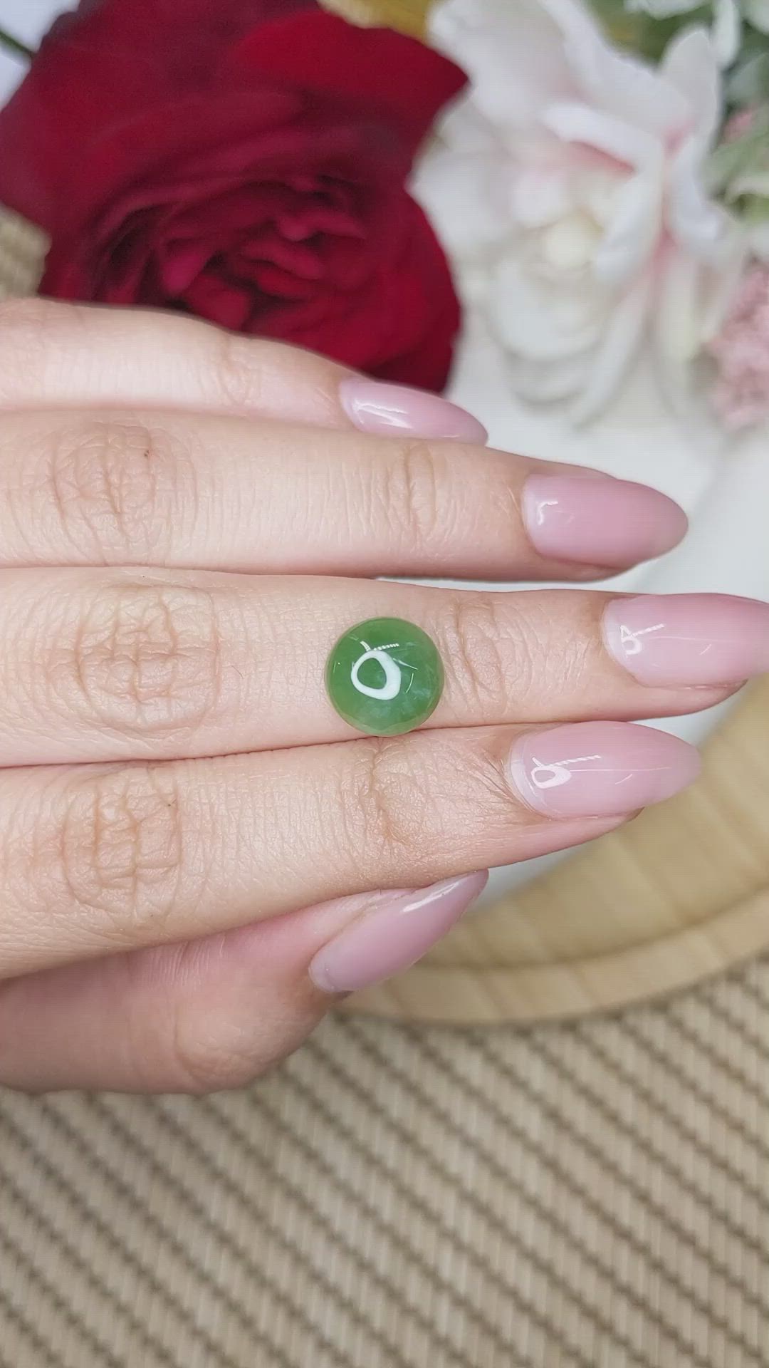 2.87 Ct. Green Cabochon Jade from Burma (Myanmar) Size Video
