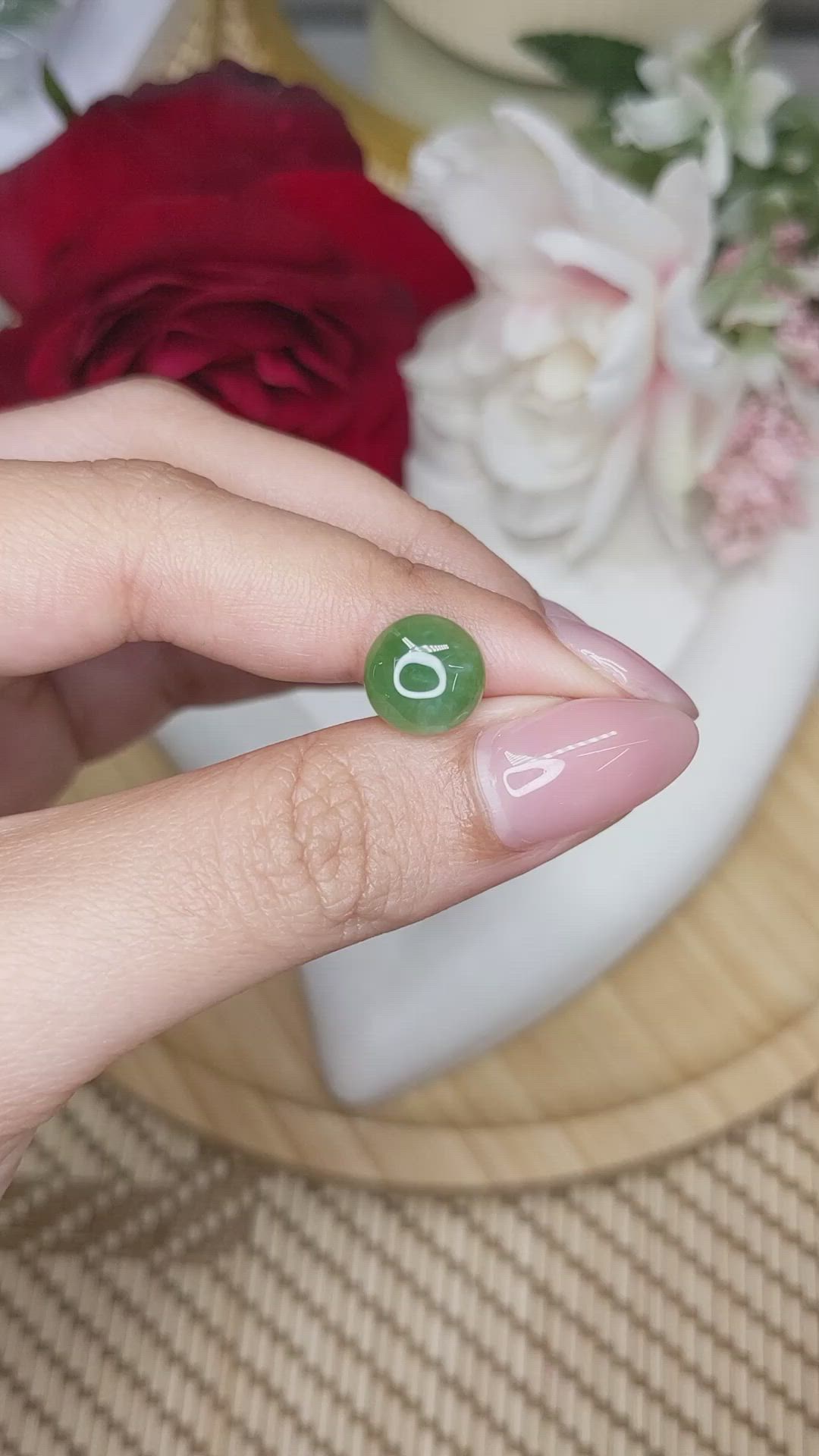 2.87 Ct. Green Cabochon Jade from Burma (Myanmar) Size Video