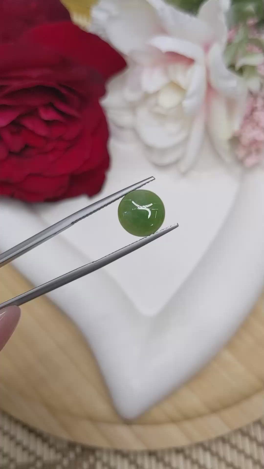 2.87 Ct. Green Cabochon Jade from Burma (Myanmar) Size Video