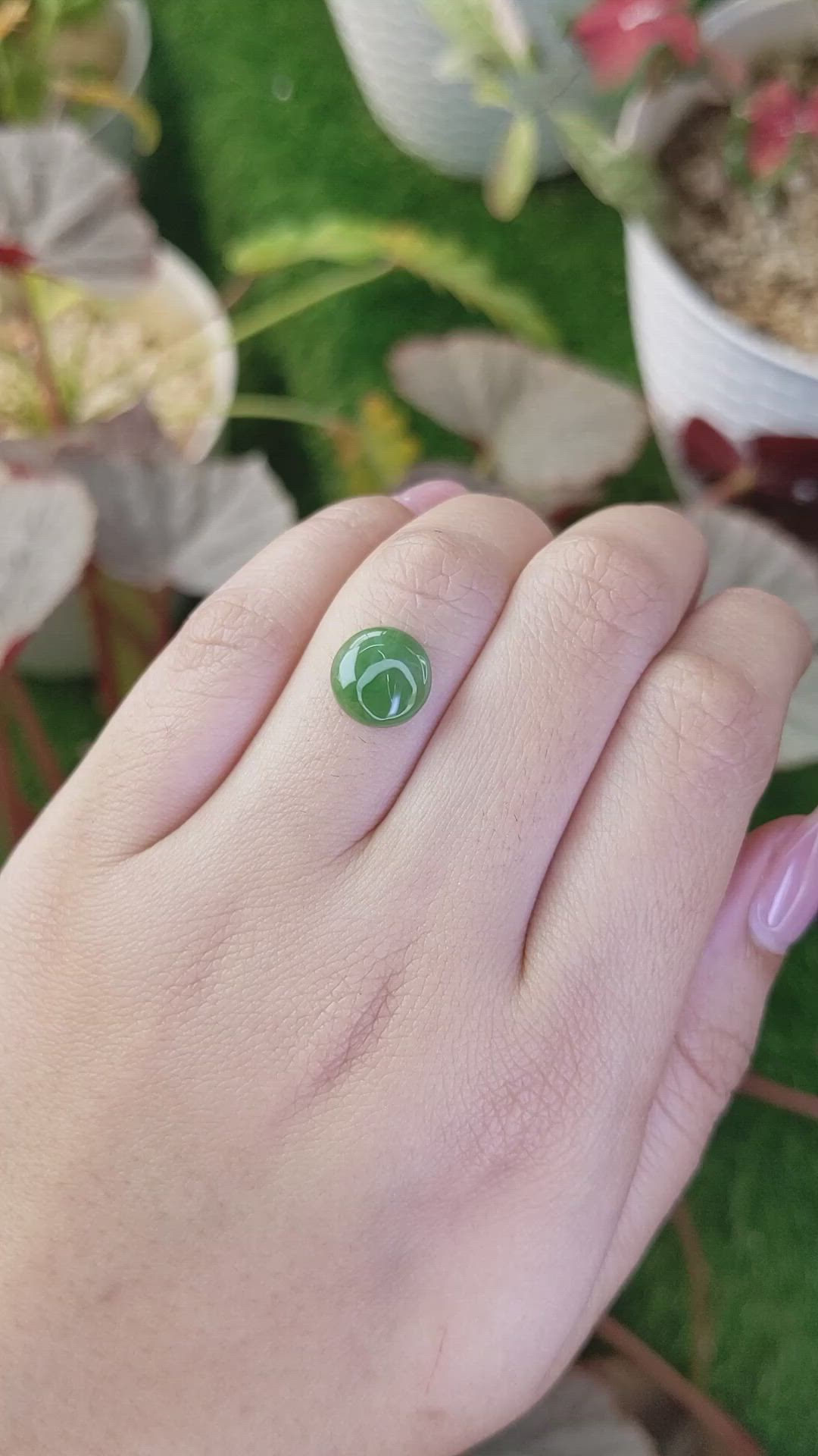 2.87 Ct. Green Cabochon Jade from Burma (Myanmar) Size Video