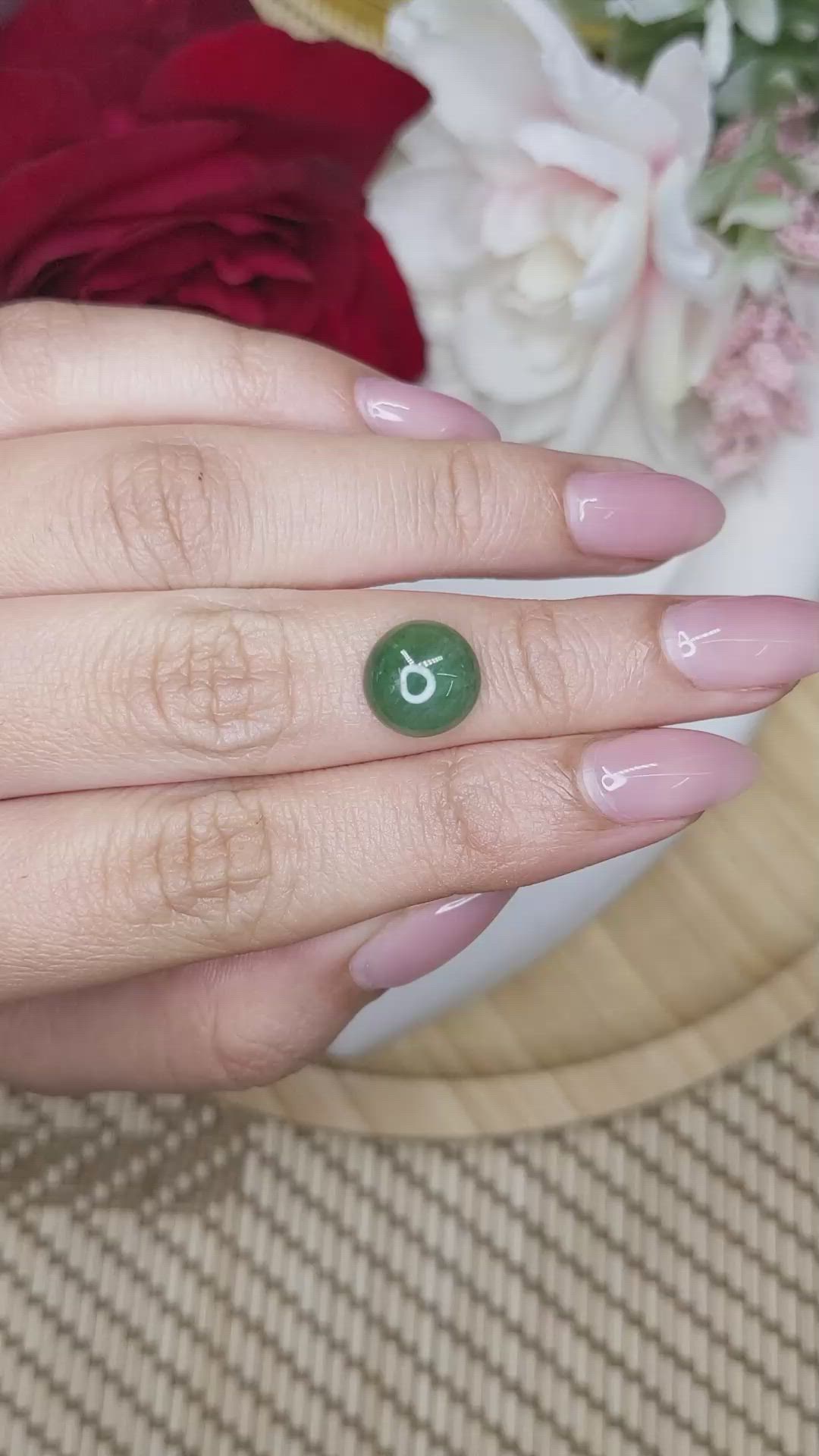 3.56 Ct. Green Cabochon Jade from Burma (Myanmar) Size Video